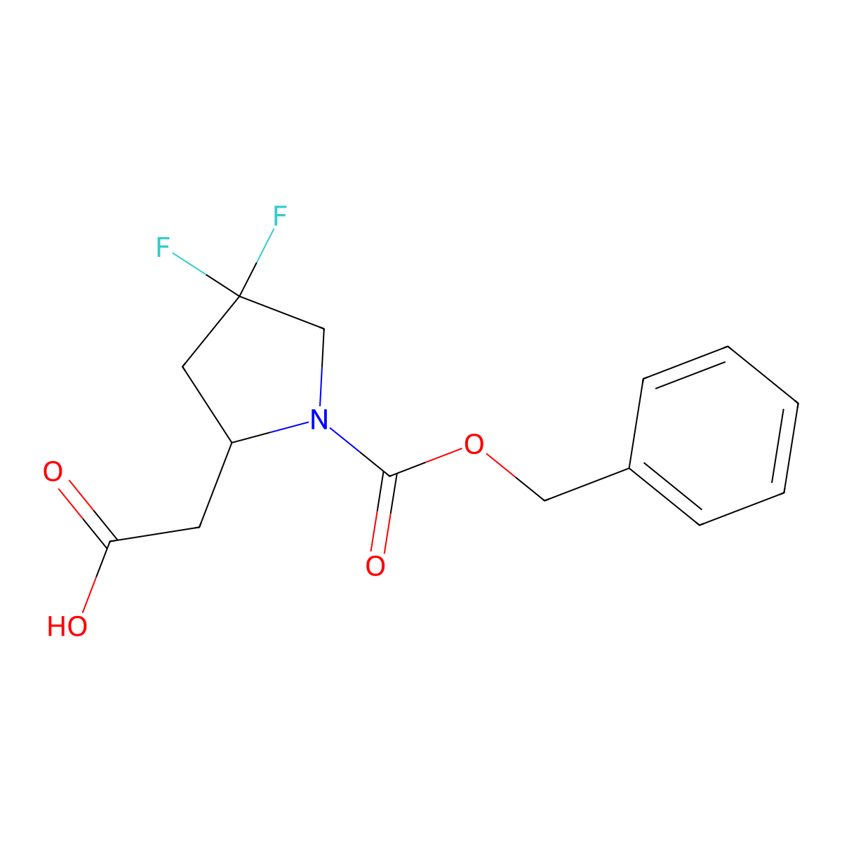 2-[(2R)-1-[(benzyloxy)carbonyl]-4,4-difluoropyrrolidin-2-yl]acetic acid molecular structure, CAS 2580099-09-6