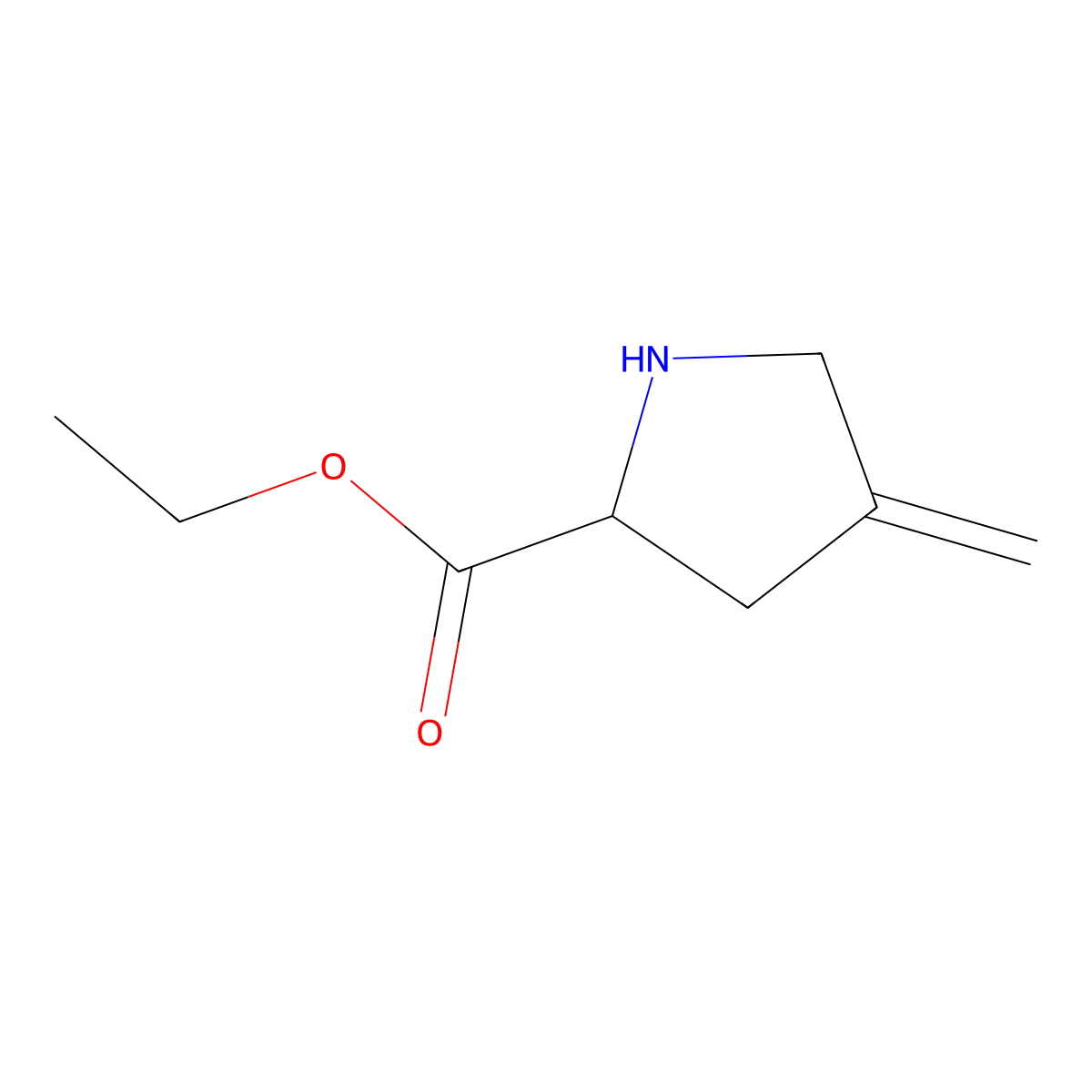 ethyl (2S)-4-methylidenepyrrolidine-2-carboxylate molecular structure, CAS 2580099-10-9