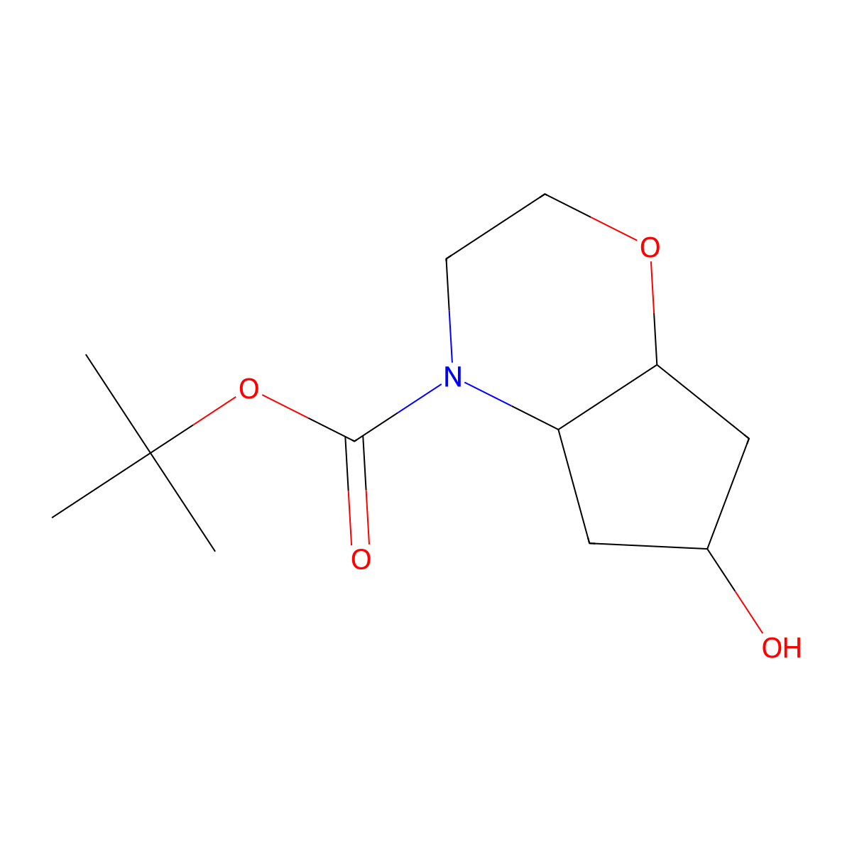 rac-tert-butyl (4aR,6S,7aS)-6-hydroxy-octahydrocyclopenta[b][1,4]oxazine-4-carboxylate molecular structure, CAS 2580099-17-6