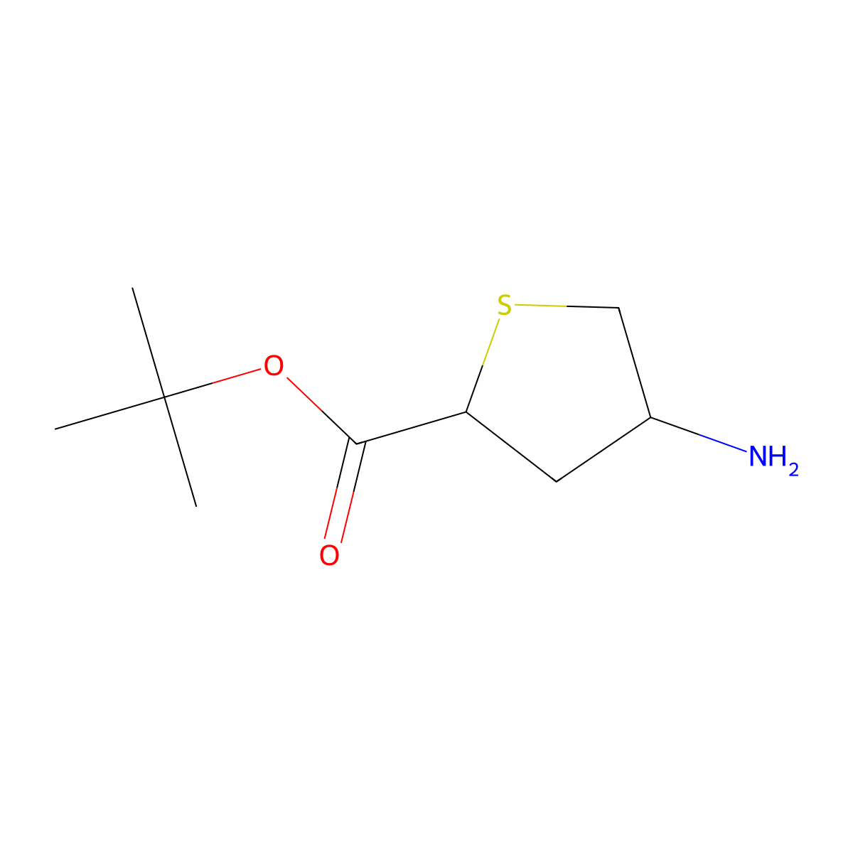 rac-tert-butyl (2R,4R)-4-aminothiolane-2-carboxylate molecular structure, CAS 2580099-50-7