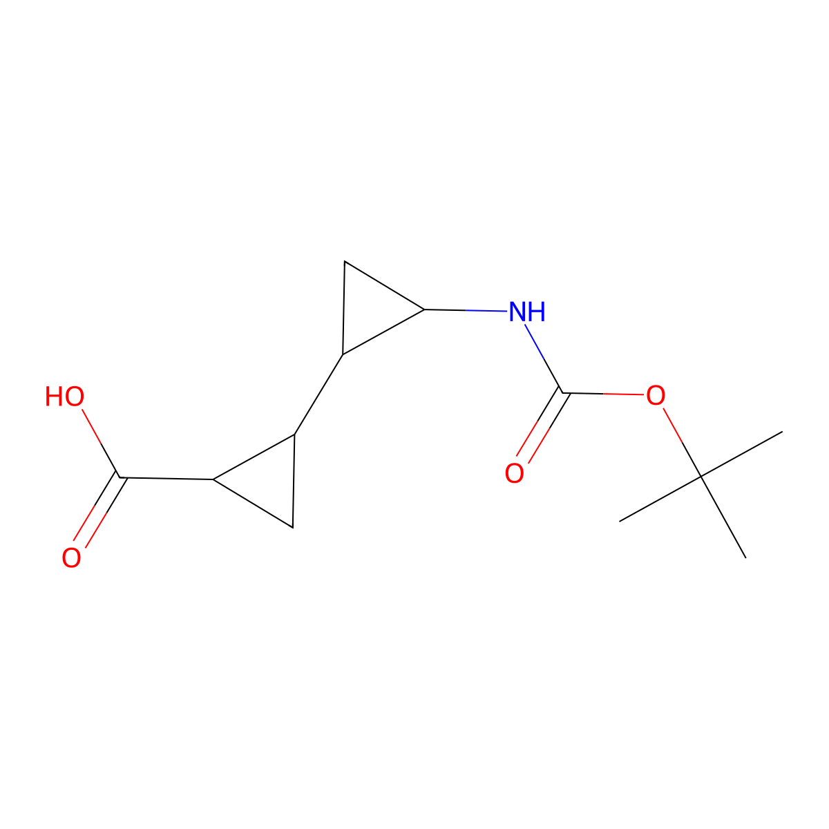 (1RS,1'RS&,2RS,2'RS&)-2'-{[(tert-butoxy)carbonyl]amino}-[1,1'-bi(cyclopropane)]-2-carboxylic acid molecular structure, CAS 2580099-58-5
