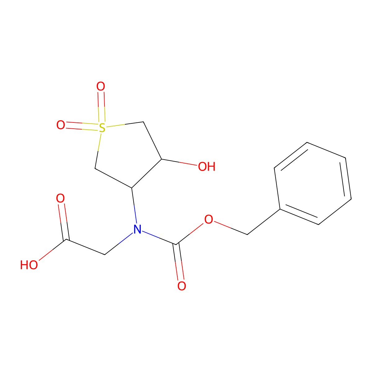 rac-2-{[(benzyloxy)carbonyl][(3R,4R)-4-hydroxy-1,1-dioxo-1lambda6-thiolan-3-yl]amino}acetic acid molecular structure, CAS 2580099-63-2