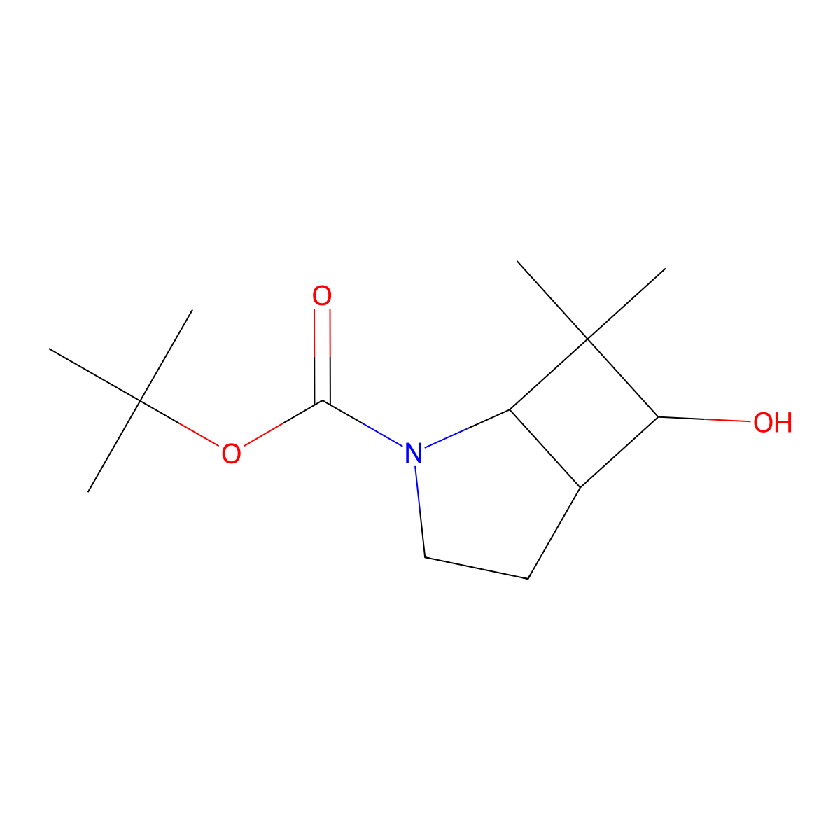 rac-tert-butyl (1R,5S,6S)-6-hydroxy-7,7-dimethyl-2-azabicyclo[3.2.0]heptane-2-carboxylate molecular structure, CAS 2580099-66-5