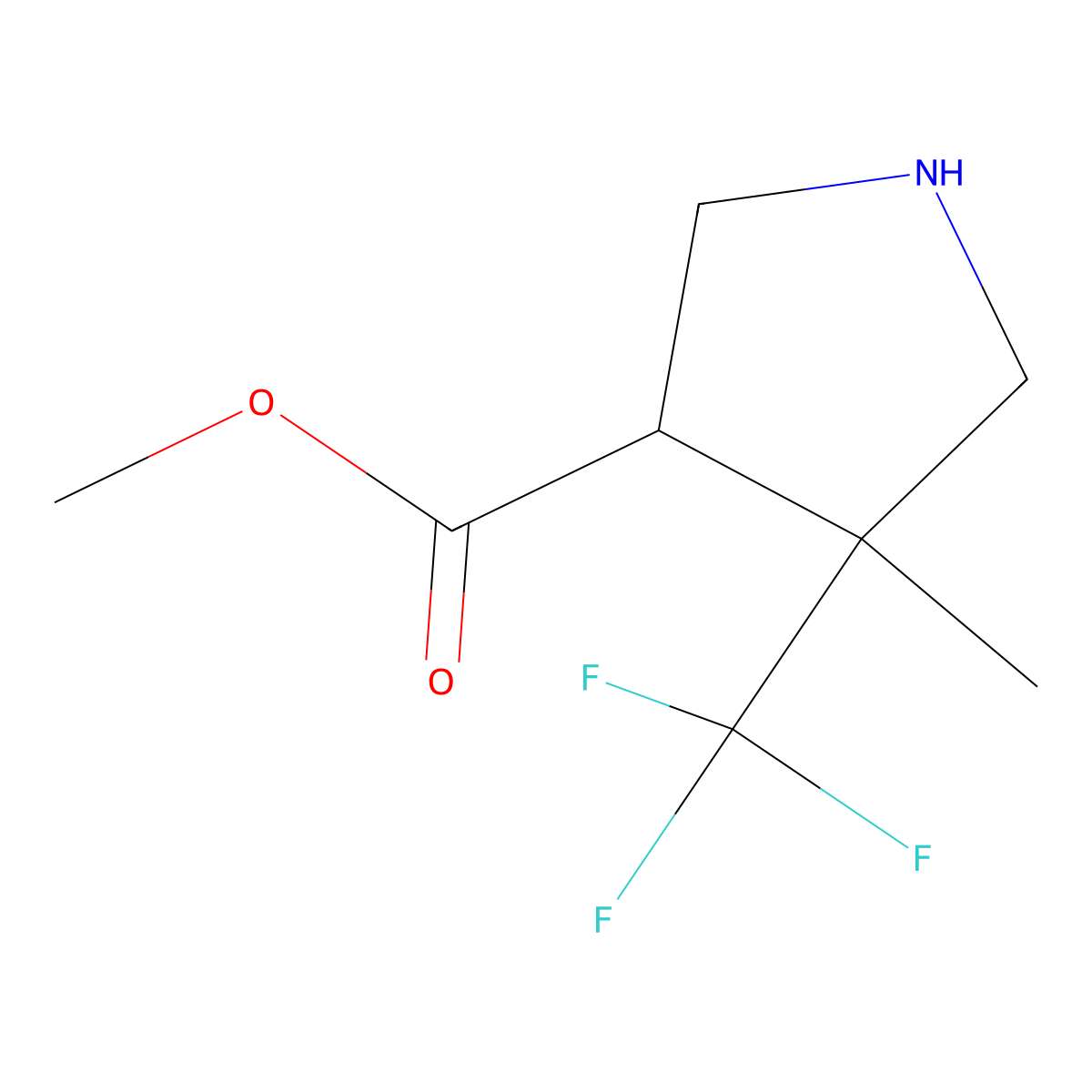 rac-methyl (3R,4R)-4-methyl-4-(trifluoromethyl)pyrrolidine-3-carboxylate molecular structure, CAS 2580099-76-7