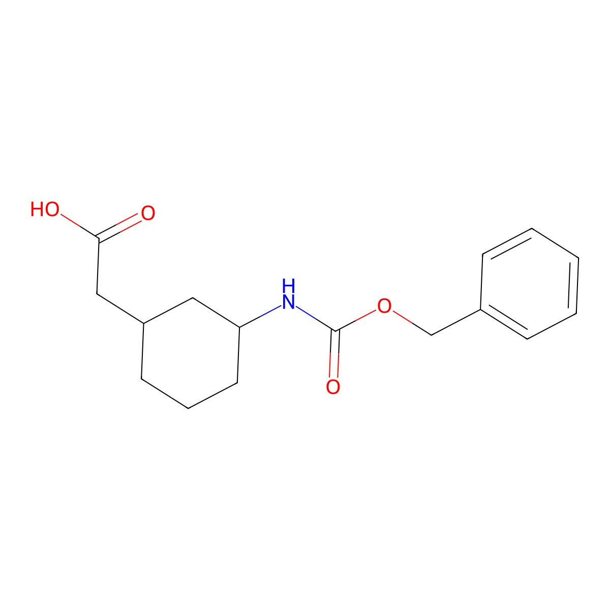 rac-2-[(1R,3S)-3-{[(benzyloxy)carbonyl]amino}cyclohexyl]acetic acid molecular structure, CAS 2580099-81-4