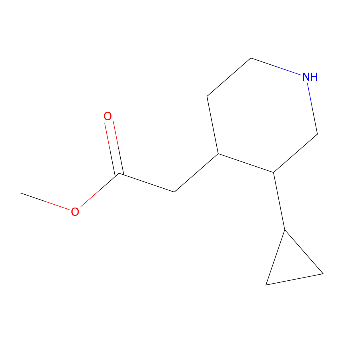 methyl 2-[(3R,4S)-3-cyclopropylpiperidin-4-yl]acetate molecular structure, CAS 2580099-85-8