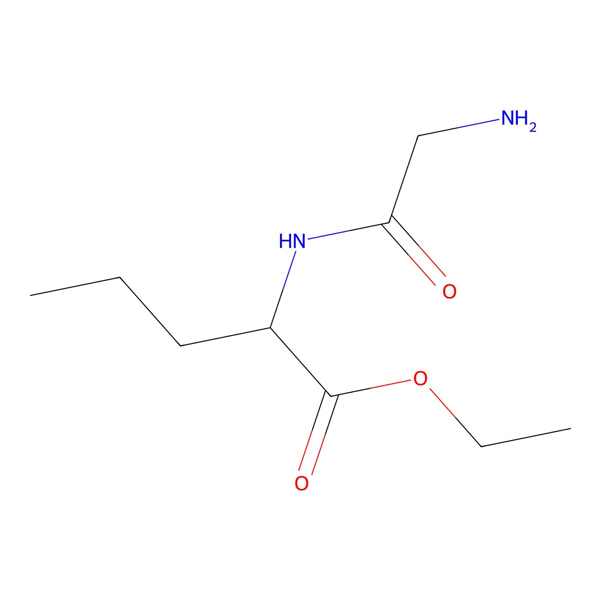 ethyl (2R)-2-(2-aminoacetamido)pentanoate molecular structure, CAS 2580099-88-1