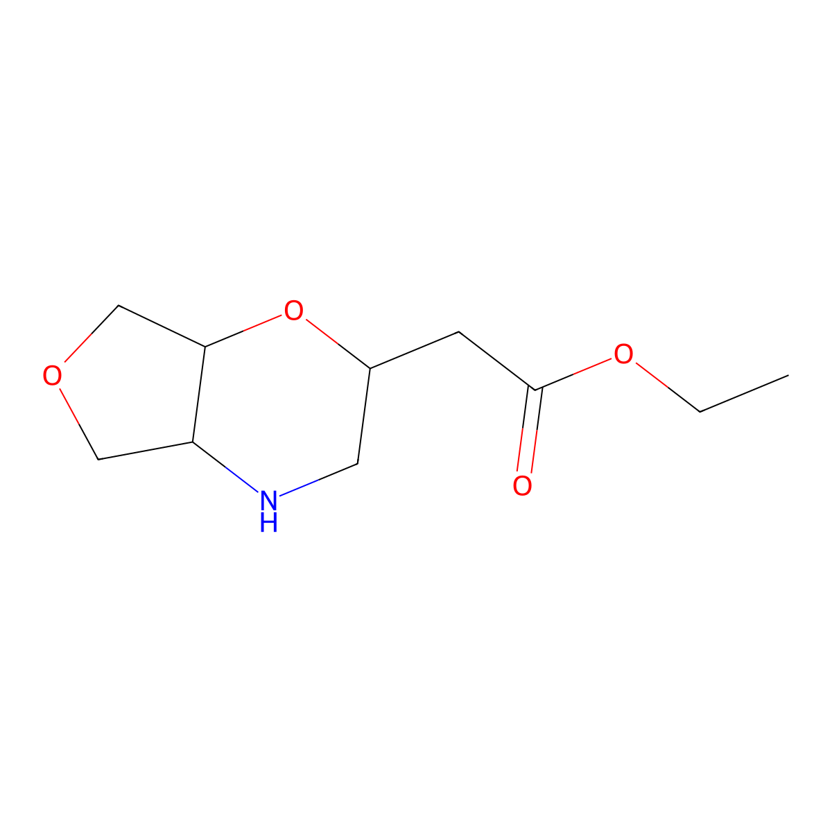 rac-ethyl 2-[(2R,4aR,7aS)-hexahydro-2H-furo[3,4-b][1,4]oxazin-2-yl]acetate molecular structure, CAS 2580099-89-2