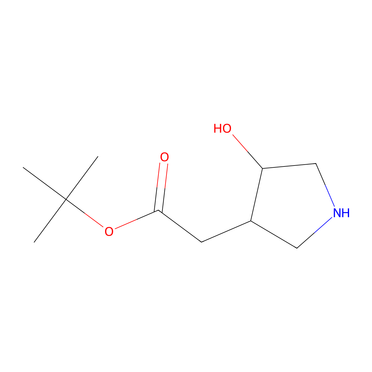 rac-tert-butyl 2-[(3R,4S)-4-hydroxypyrrolidin-3-yl]acetate molecular structure, CAS 2580099-91-6