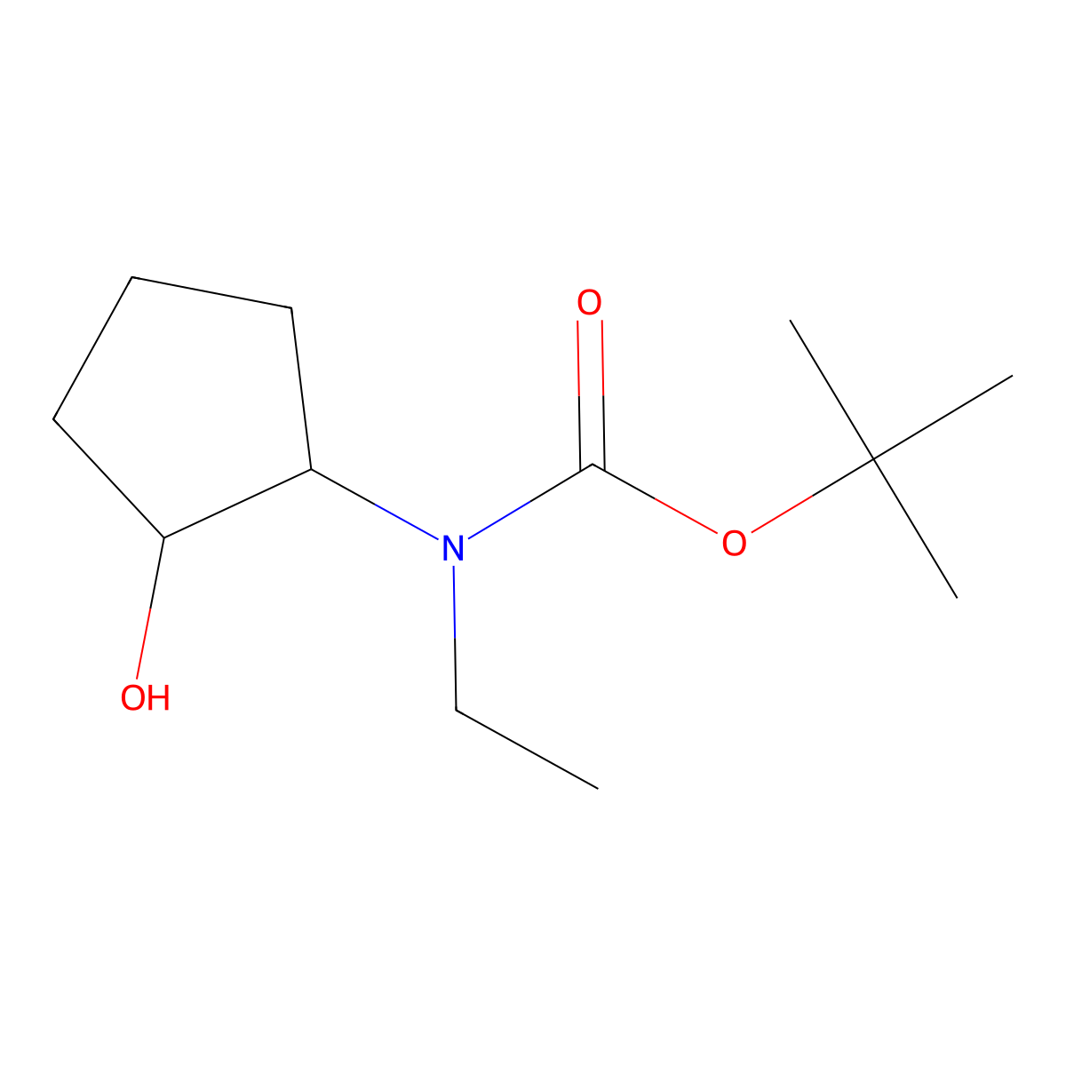 rac-tert-butyl N-ethyl-N-[(1R,2R)-2-hydroxycyclopentyl]carbamate molecular structure, CAS 2580099-98-3