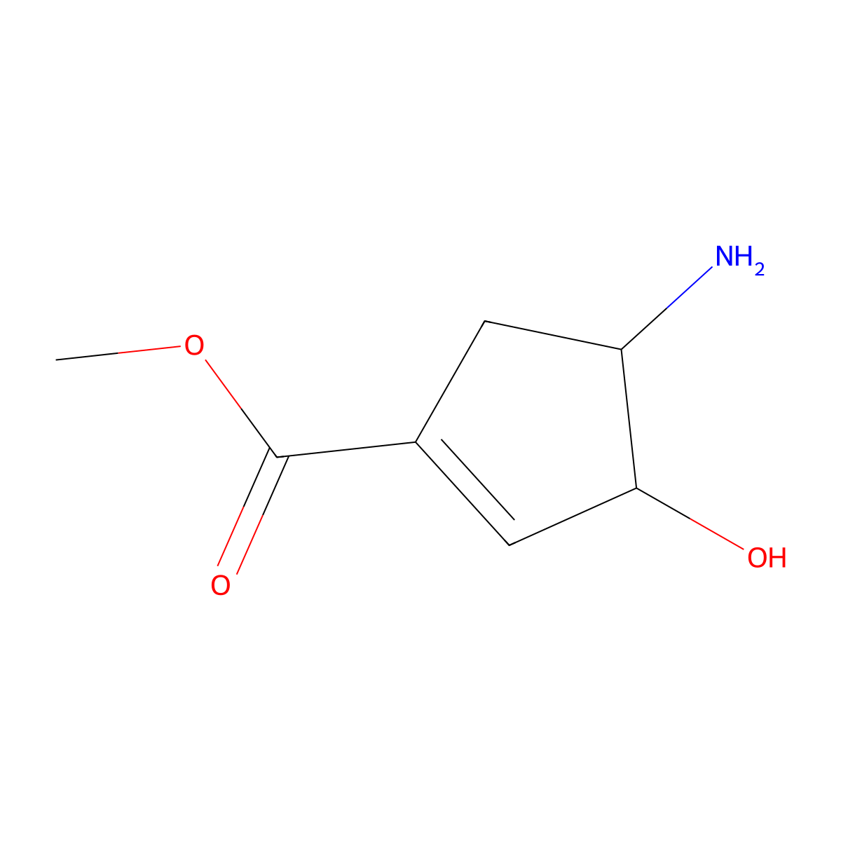 rac-methyl (3R,4S)-4-amino-3-hydroxycyclopent-1-ene-1-carboxylate molecular structure, CAS 2580100-06-5