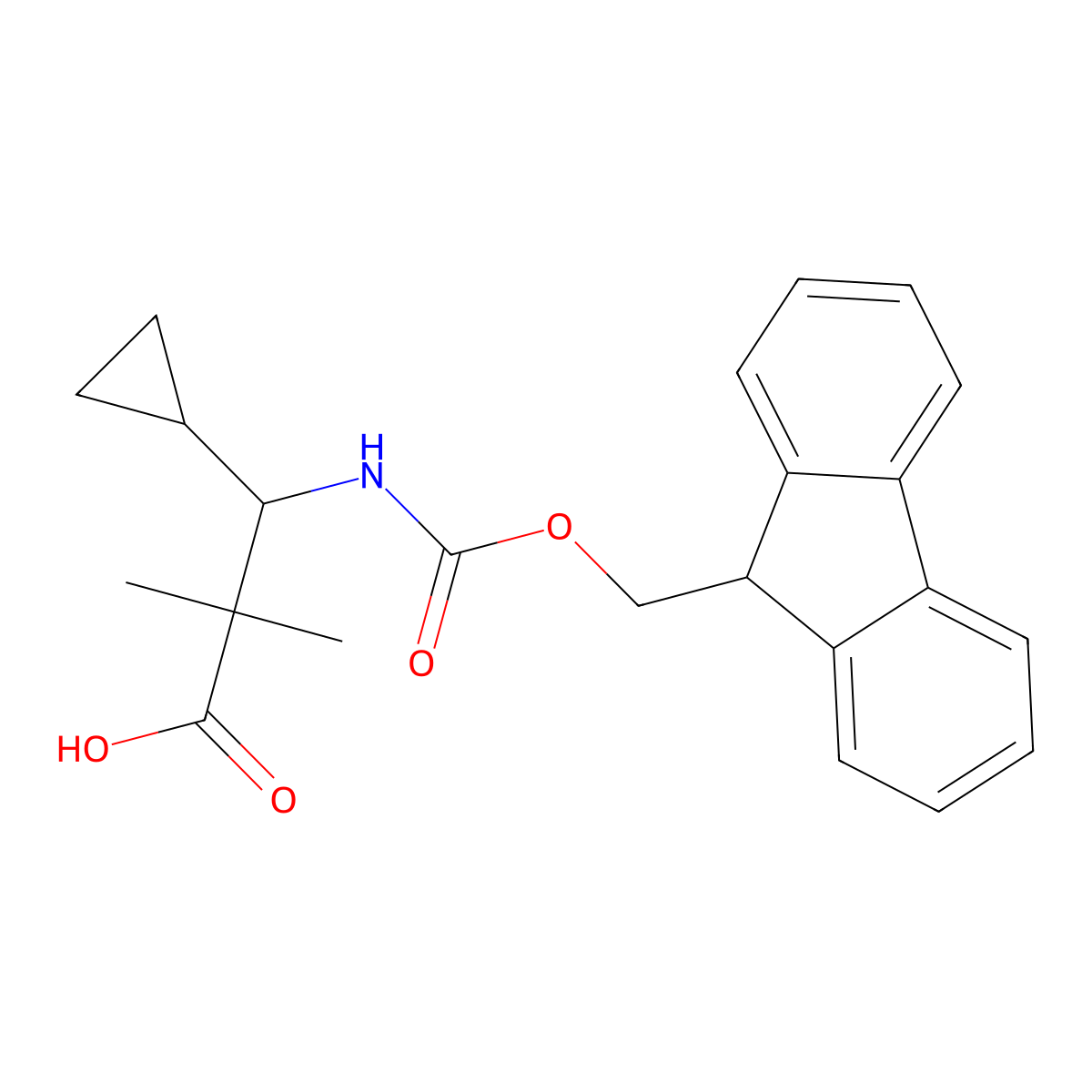 (3R)-3-cyclopropyl-3-({[(9H-fluoren-9-yl)methoxy]carbonyl}amino)-2,2-dimethylpropanoic acid molecular structure, CAS 2580100-10-1