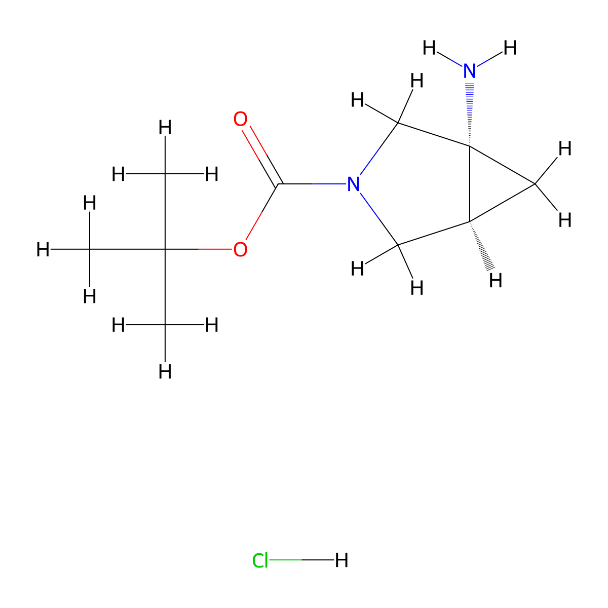 tert-butyl (1R,5S)-1-amino-3-azabicyclo[3.1.0]hexane-3-carboxylate hydrochloride molecular structure, CAS 2580100-28-1