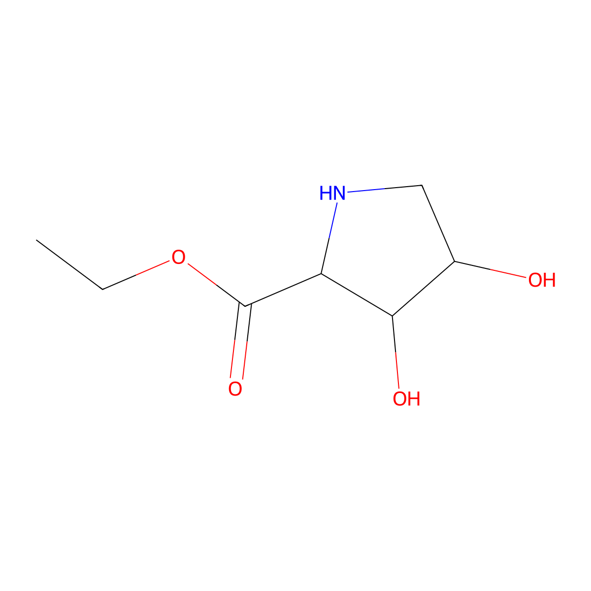 rac-ethyl (2R,3S,4R)-3,4-dihydroxypyrrolidine-2-carboxylate molecular structure, CAS 2580100-37-2