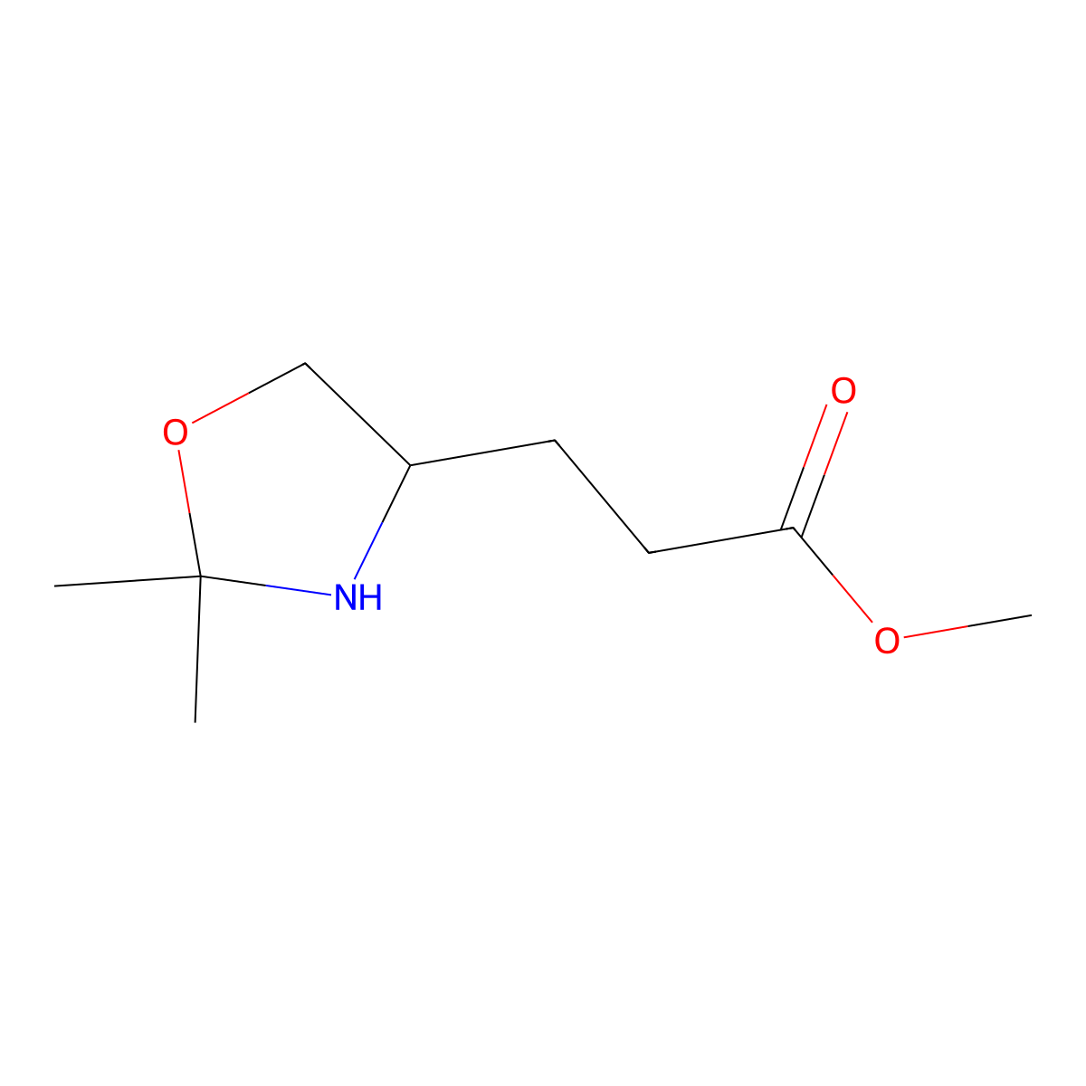 methyl 3-[(4R)-2,2-dimethyl-1,3-oxazolidin-4-yl]propanoate molecular structure, CAS 2580100-41-8