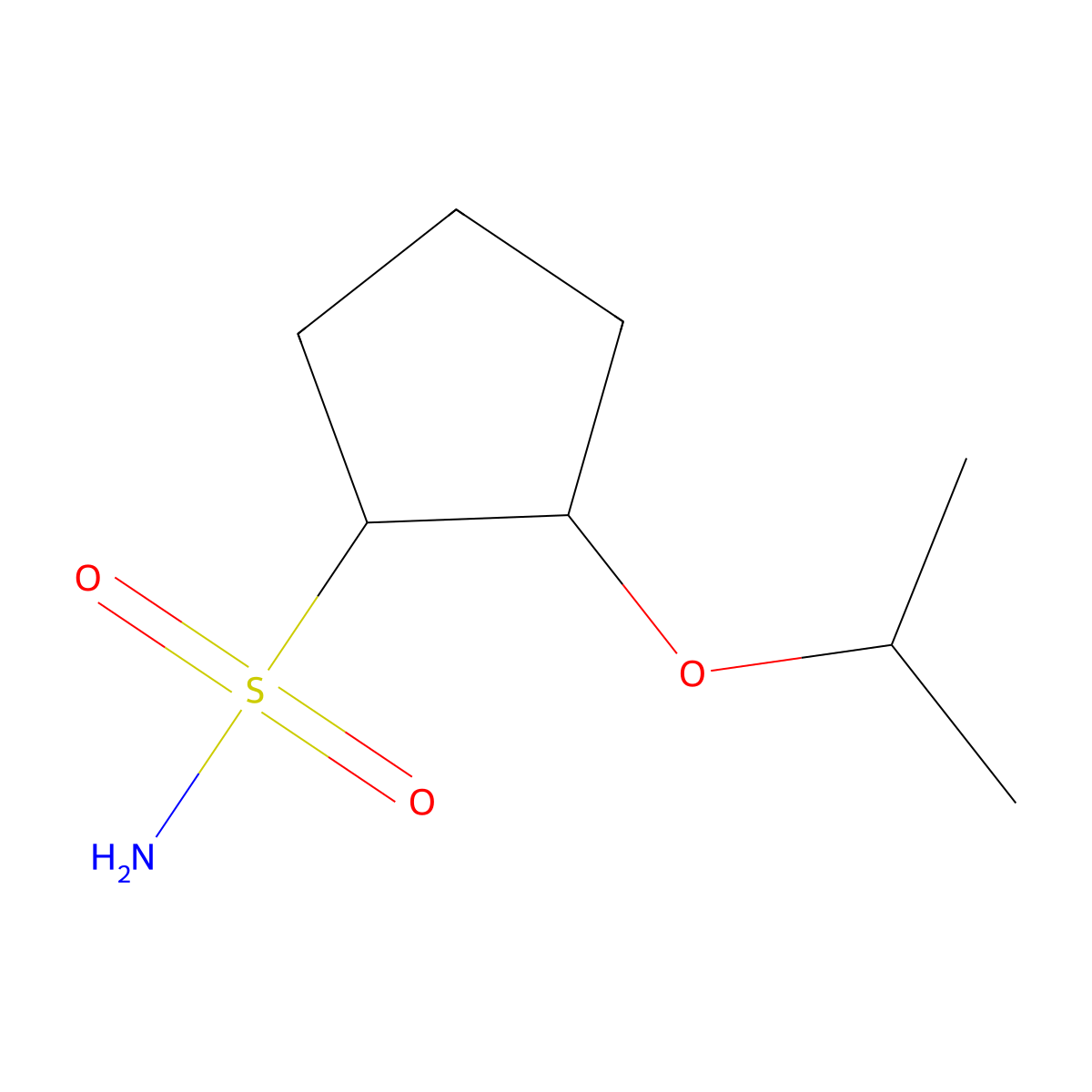 rac-(1R,2S)-2-(propan-2-yloxy)cyclopentane-1-sulfonamide molecular structure, CAS 2580100-44-1