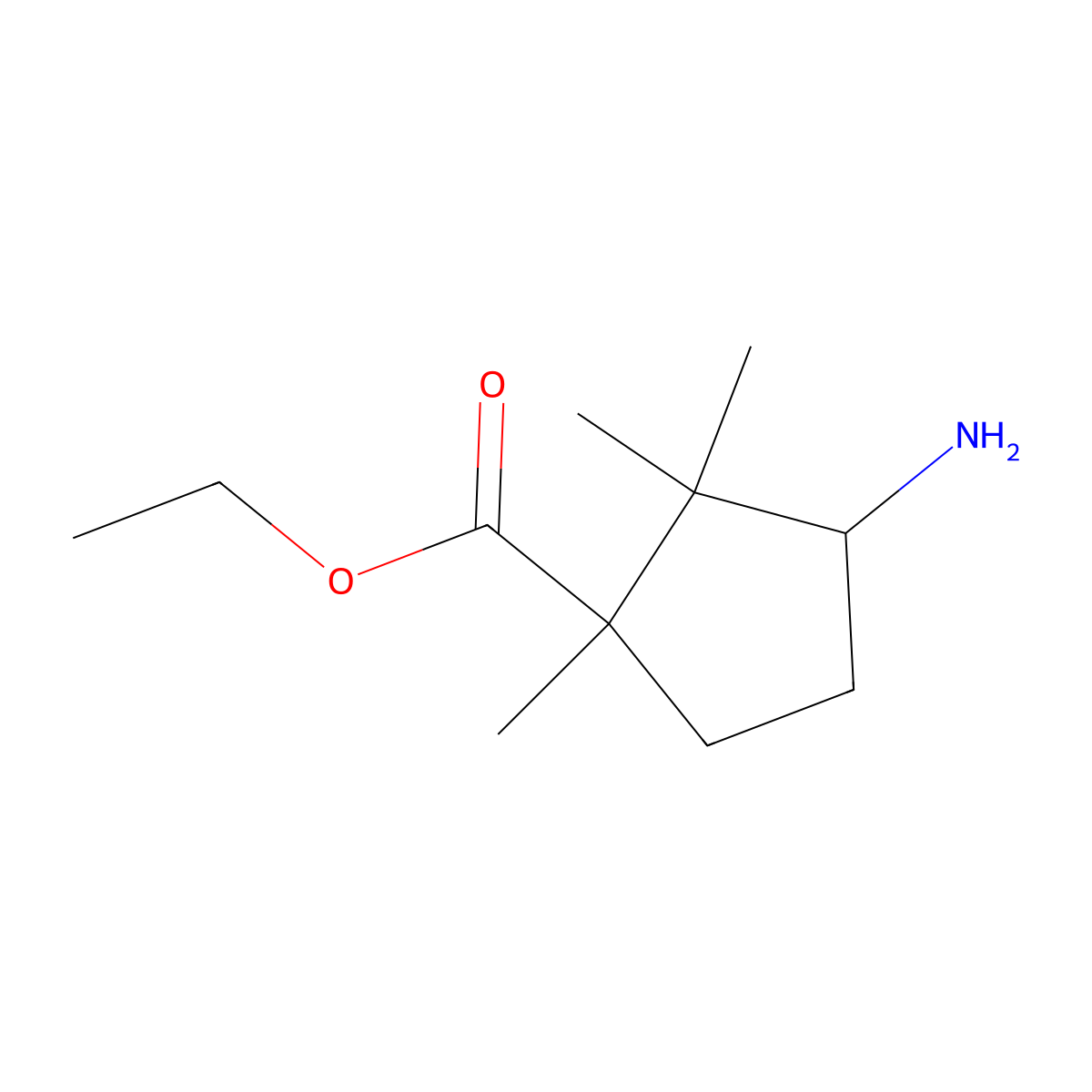 ethyl (1R,3S)-3-amino-1,2,2-trimethylcyclopentane-1-carboxylate molecular structure, CAS 2580100-46-3