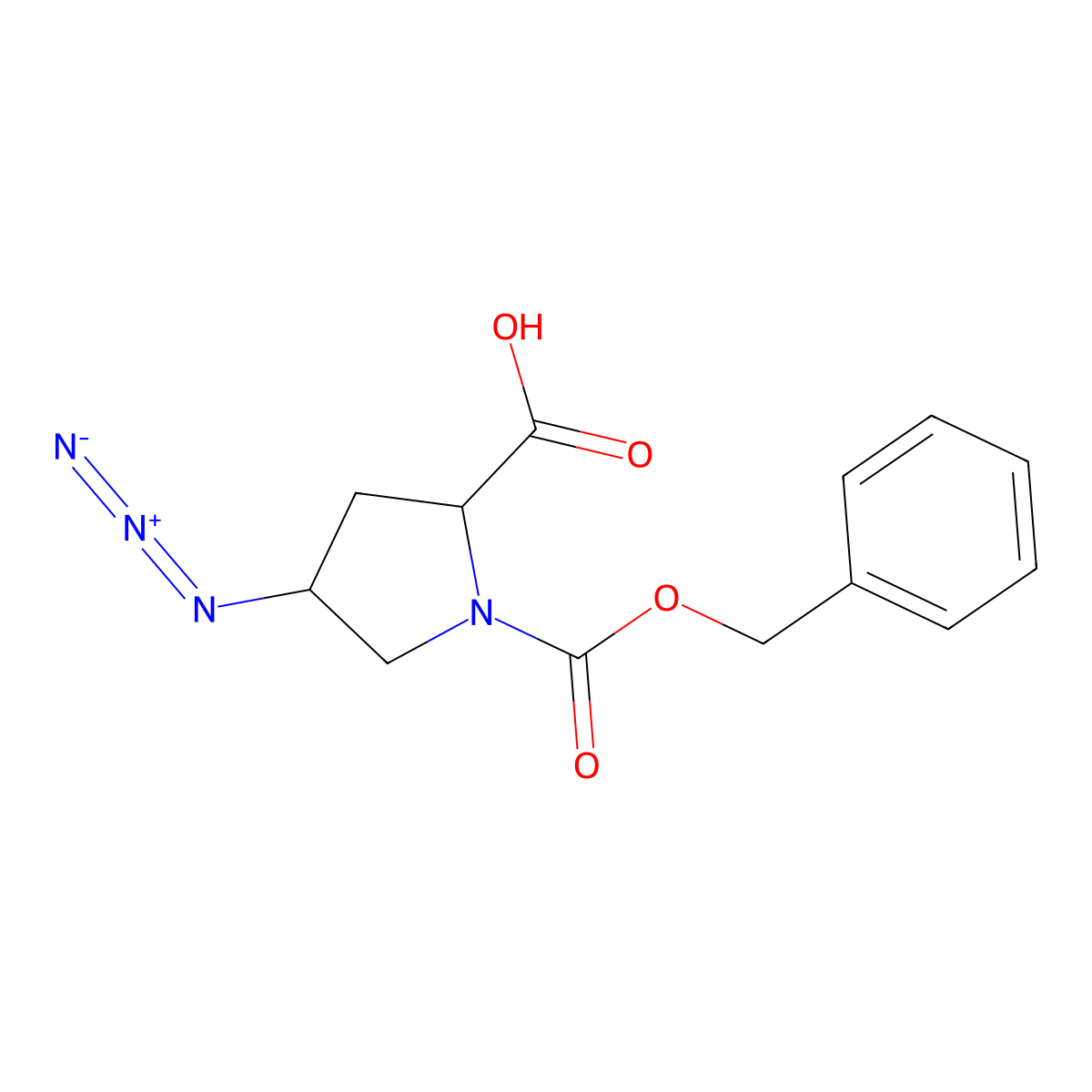 (2R,4R)-4-azido-1-[(benzyloxy)carbonyl]pyrrolidine-2-carboxylic acid molecular structure, CAS 2580100-52-1
