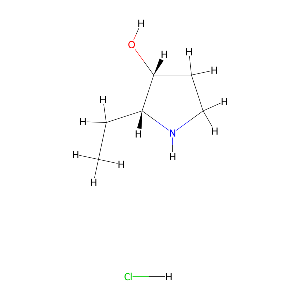 (2R,3R)-2-ethylpyrrolidin-3-ol hydrochloride molecular structure, CAS 2580100-55-4