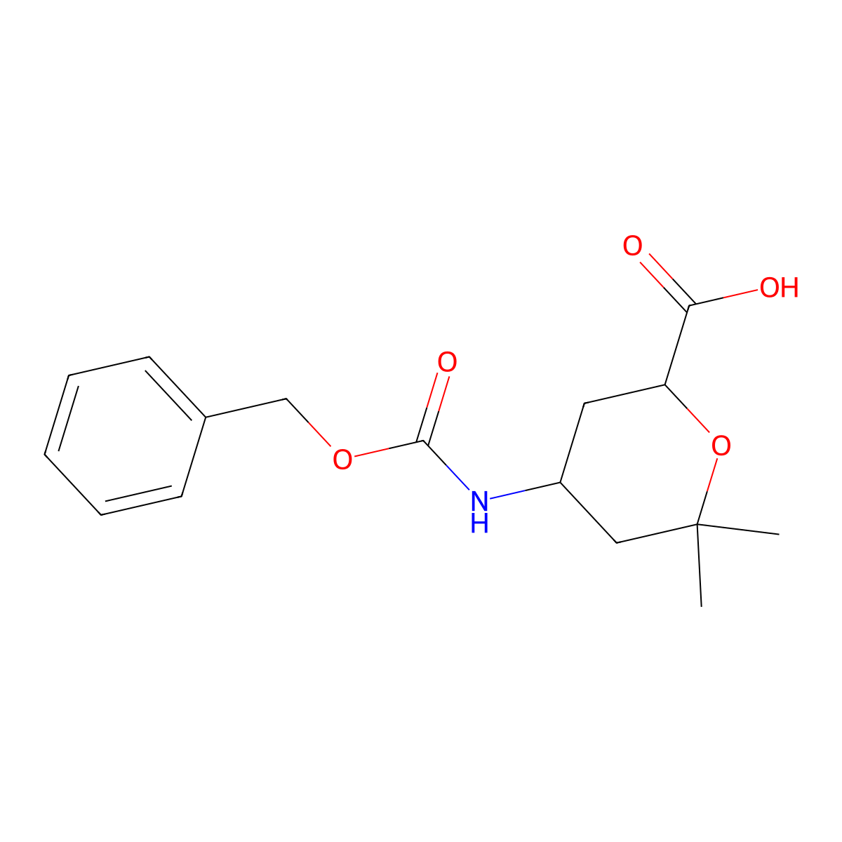 rac-(2R,4S)-4-{[(benzyloxy)carbonyl]amino}-6,6-dimethyloxane-2-carboxylic acid molecular structure, CAS 2580100-56-5