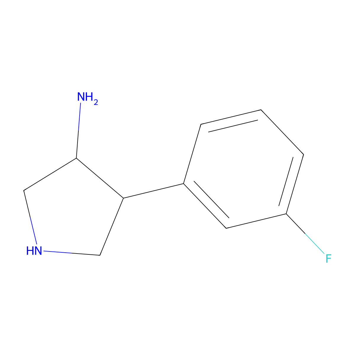 rac-(3R,4S)-4-(3-fluorophenyl)pyrrolidin-3-amine molecular structure, CAS 2580100-62-3
