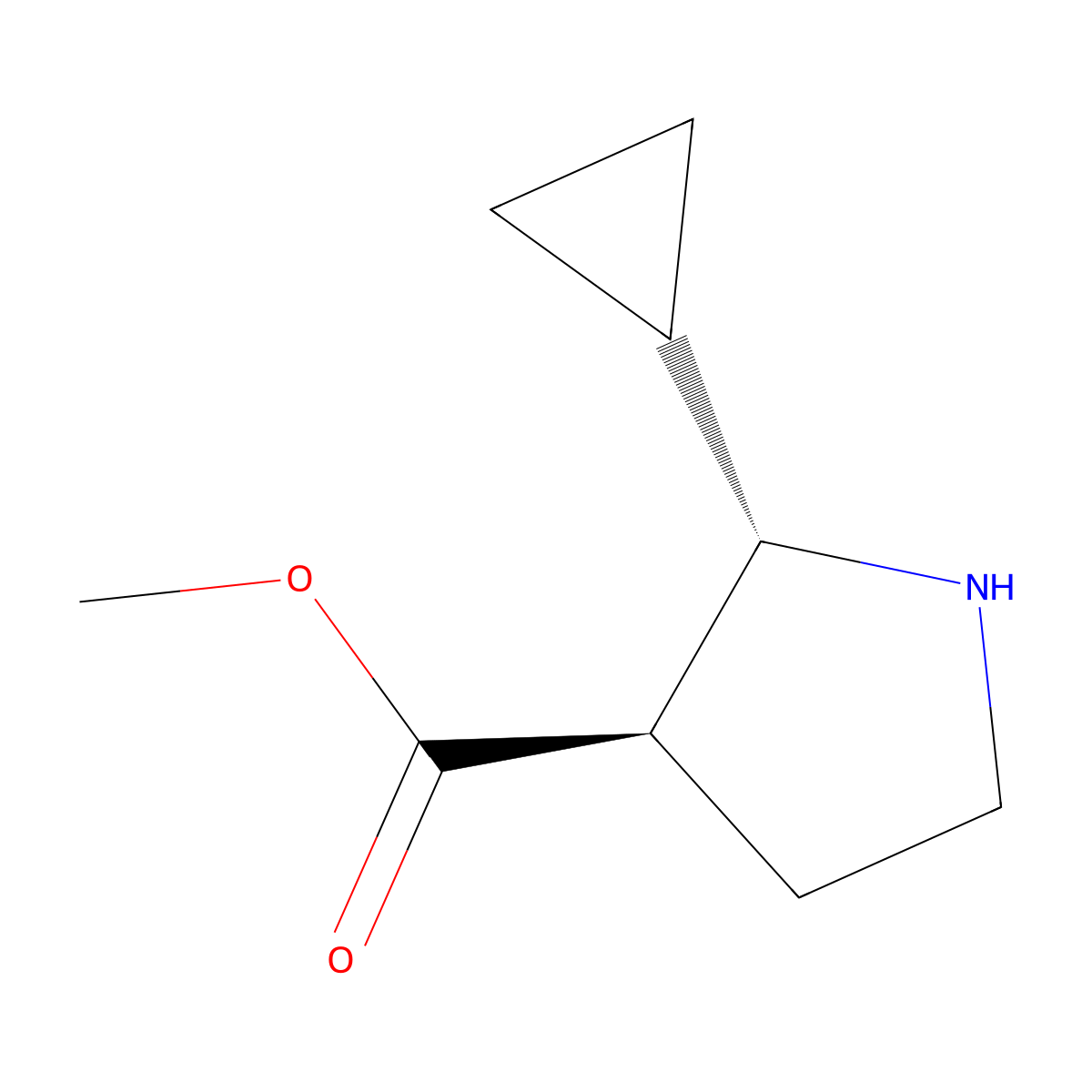 rac-methyl (2R,3S)-2-cyclopropylpyrrolidine-3-carboxylate molecular structure, CAS 2580100-63-4