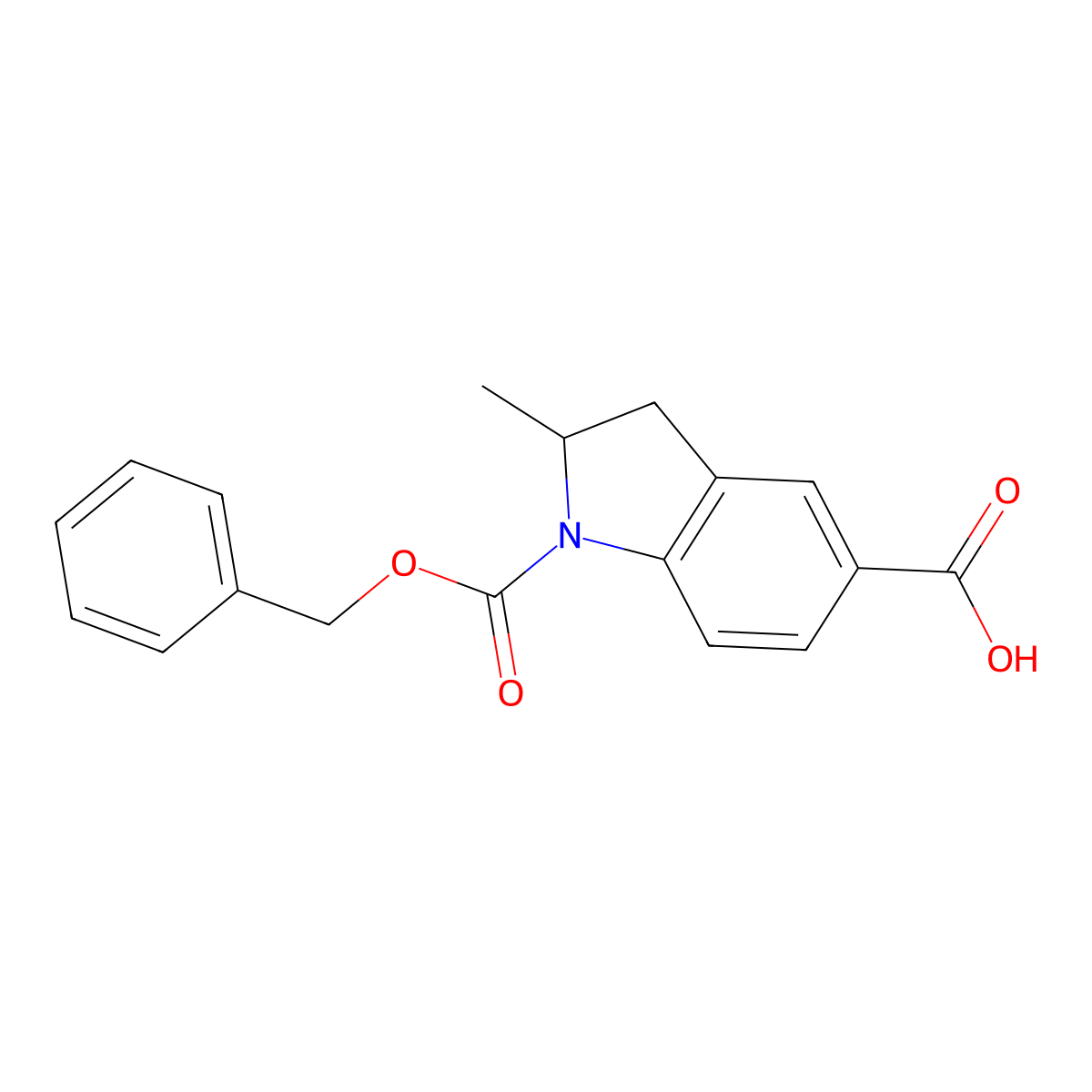 (2R)-1-[(benzyloxy)carbonyl]-2-methyl-2,3-dihydro-1H-indole-5-carboxylic acid molecular structure, CAS 2580100-66-7