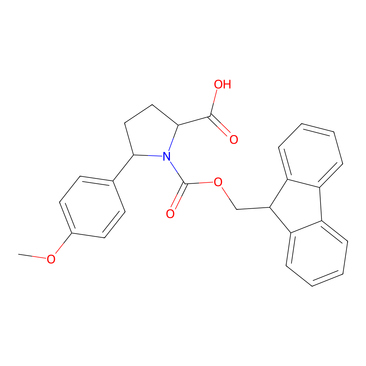 (2R,5R)-1-{[(9H-fluoren-9-yl)methoxy]carbonyl}-5-(4-methoxyphenyl)pyrrolidine-2-carboxylic acid molecular structure, CAS 2580100-79-2