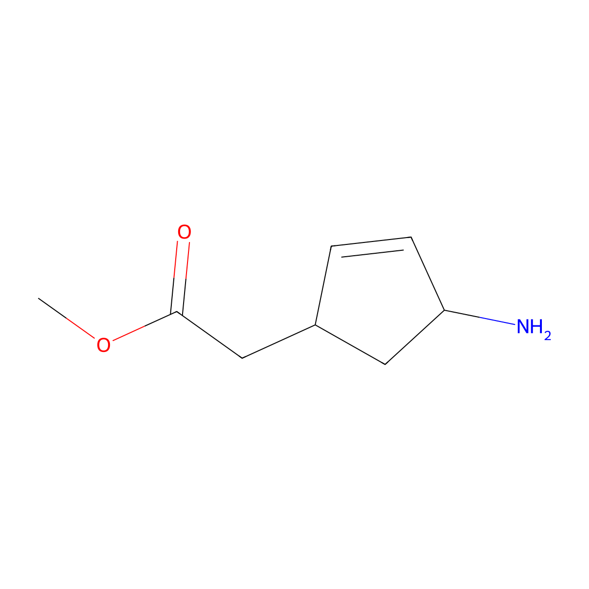 methyl 2-[(1S,4S)-4-aminocyclopent-2-en-1-yl]acetate molecular structure, CAS 2580100-82-7