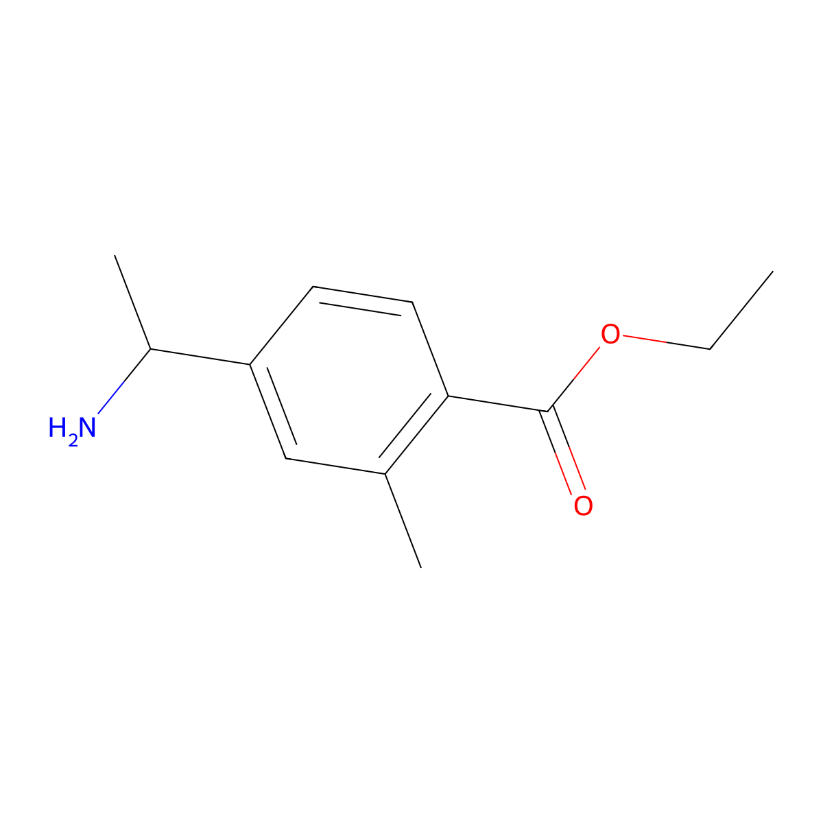 ethyl 4-[(1R)-1-aminoethyl]-2-methylbenzoate molecular structure, CAS 2580100-84-9