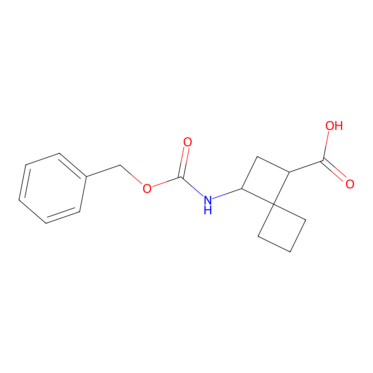 rac-(1R,3S)-3-{[(benzyloxy)carbonyl]amino}spiro[3.3]heptane-1-carboxylic acid molecular structure, CAS 2580100-92-9