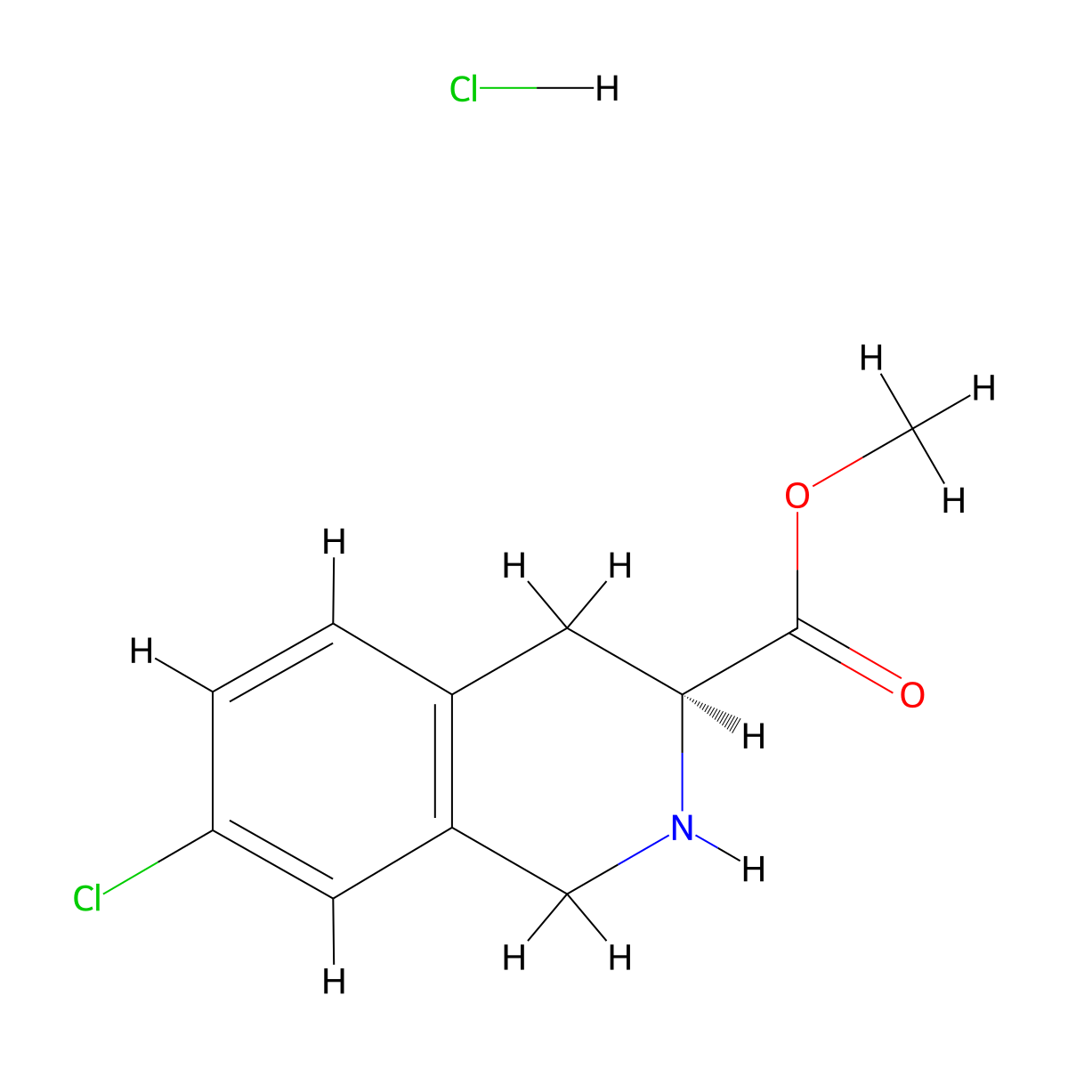 methyl (3S)-7-chloro-1,2,3,4-tetrahydroisoquinoline-3-carboxylate hydrochloride molecular structure, CAS 2580100-94-1
