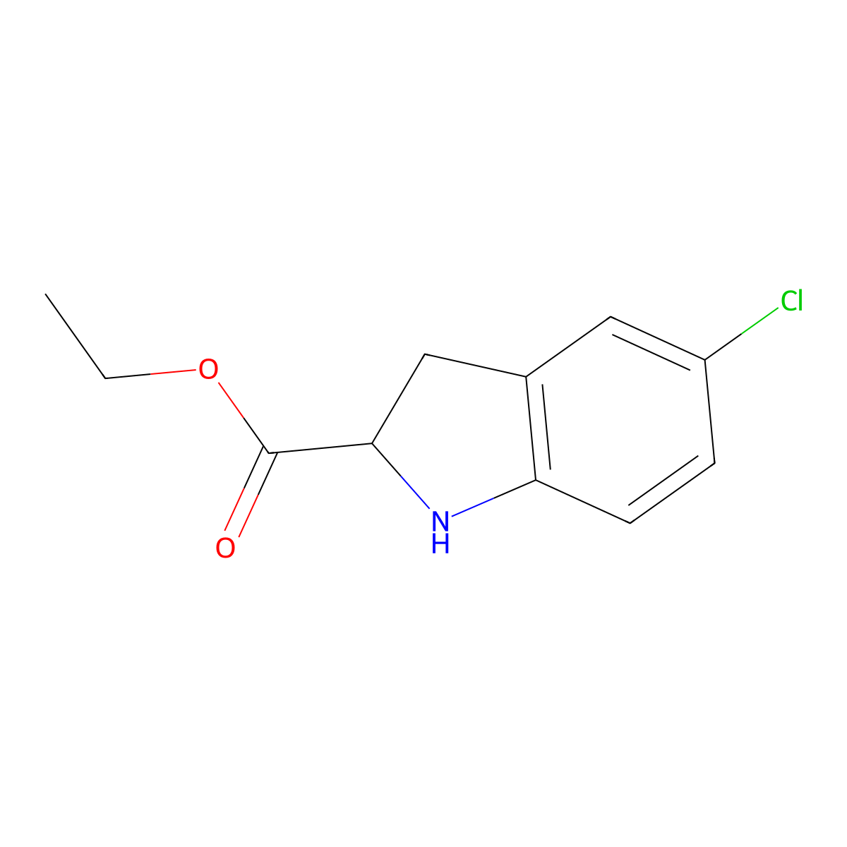 ethyl (2S)-5-chloro-2,3-dihydro-1H-indole-2-carboxylate molecular structure, CAS 2580100-99-6