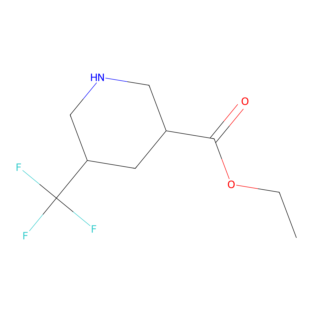 rac-ethyl (3R,5S)-5-(trifluoromethyl)piperidine-3-carboxylate molecular structure, CAS 2580101-01-3