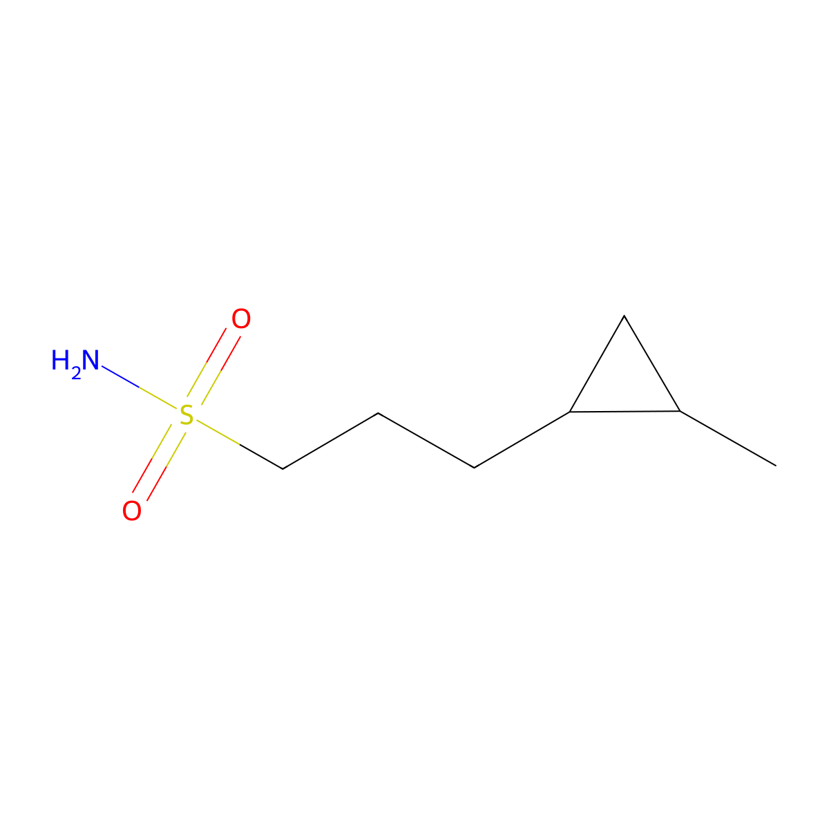rac-3-[(1R,2S)-2-methylcyclopropyl]propane-1-sulfonamide molecular structure, CAS 2580101-02-4