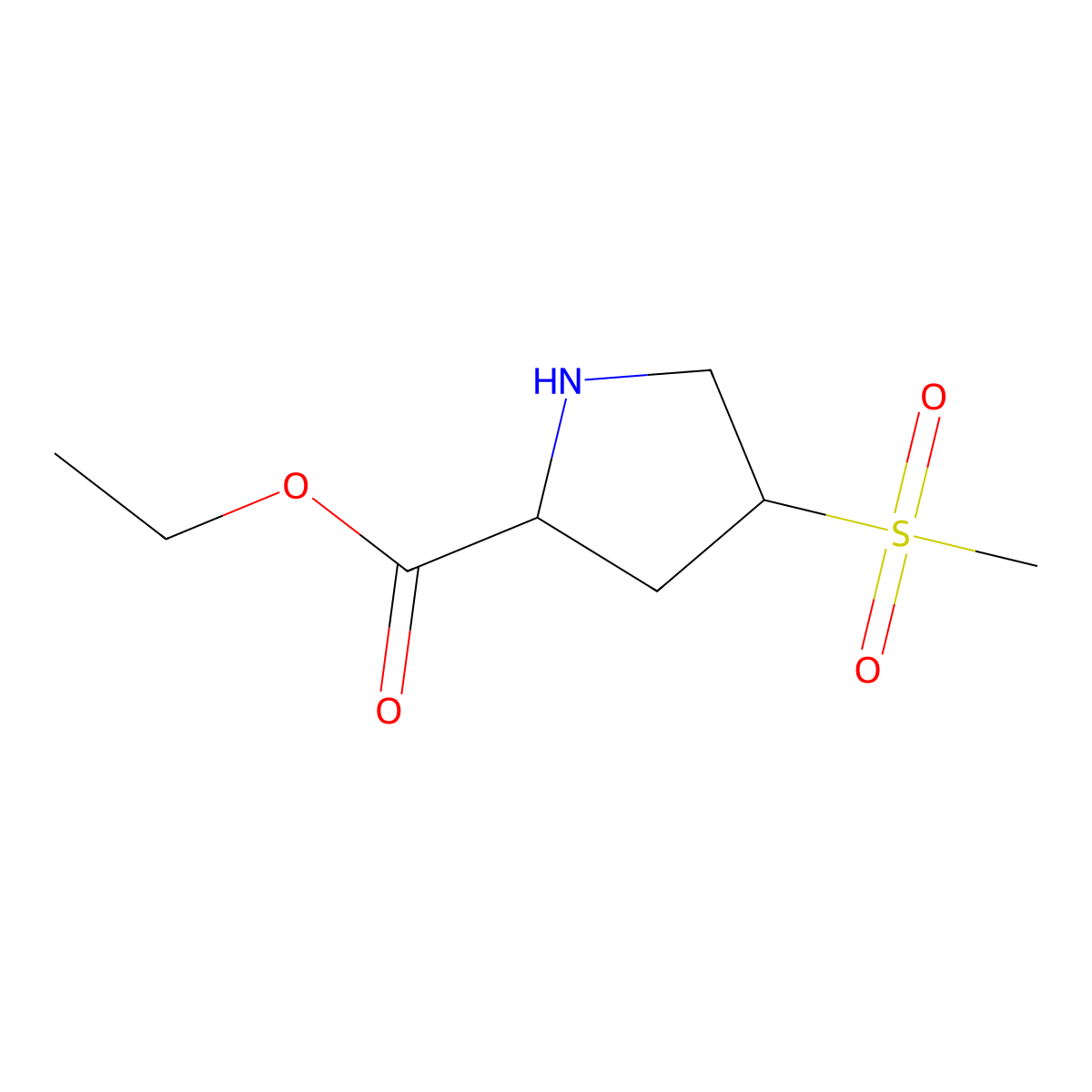 ethyl (2S,4R)-4-methanesulfonylpyrrolidine-2-carboxylate molecular structure, CAS 2580101-04-6