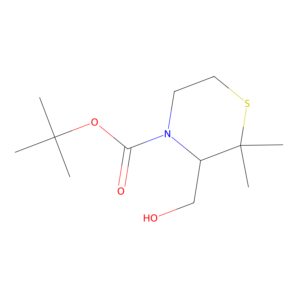 tert-butyl (3S)-3-(hydroxymethyl)-2,2-dimethylthiomorpholine-4-carboxylate molecular structure, CAS 2580101-19-3
