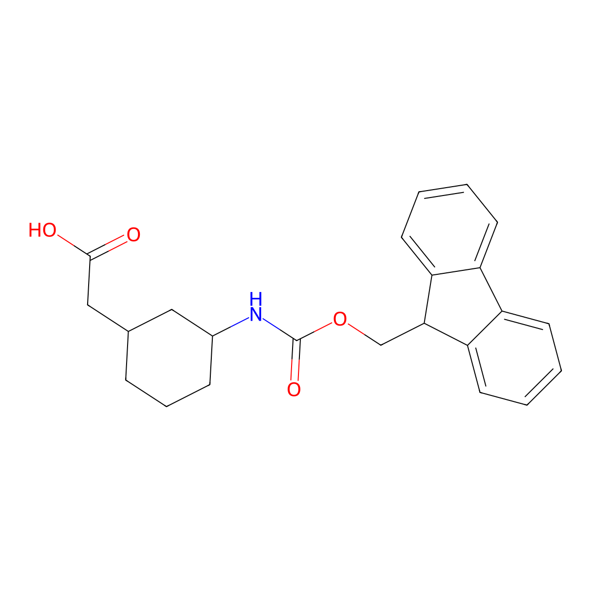rac-2-[(1R,3S)-3-({[(9H-fluoren-9-yl)methoxy]carbonyl}amino)cyclohexyl]acetic acid molecular structure, CAS 2580101-21-7