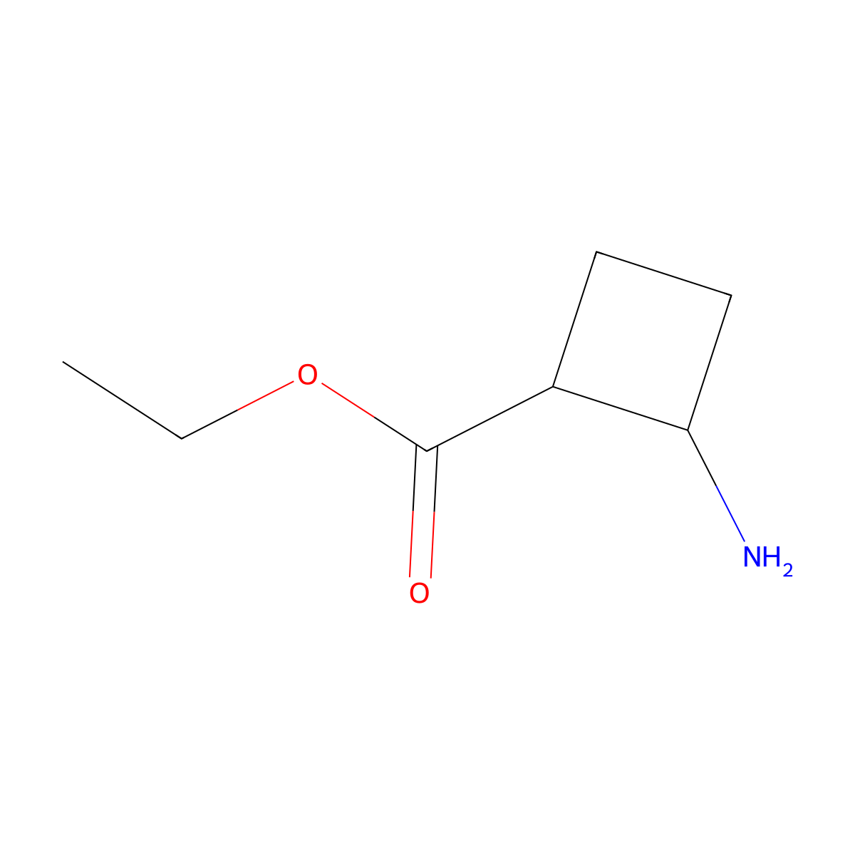 rac-ethyl (1R,2R)-2-aminocyclobutane-1-carboxylate molecular structure, CAS 2580101-24-0