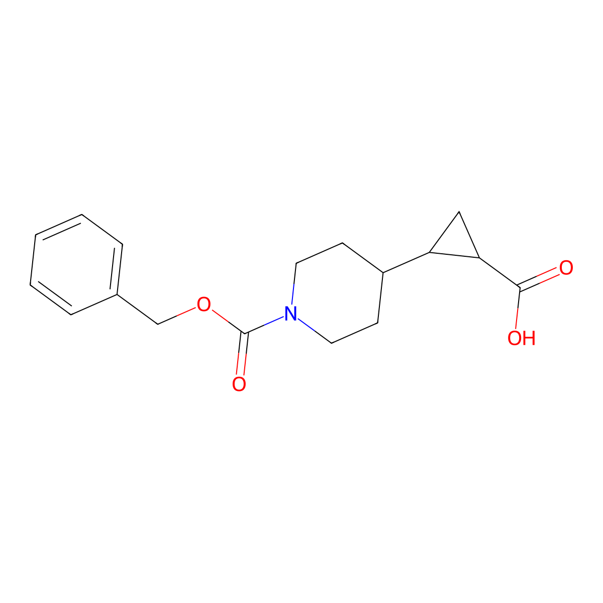 rac-(1R,2S)-2-{1-[(benzyloxy)carbonyl]piperidin-4-yl}cyclopropane-1-carboxylic acid molecular structure, CAS 2580101-27-3