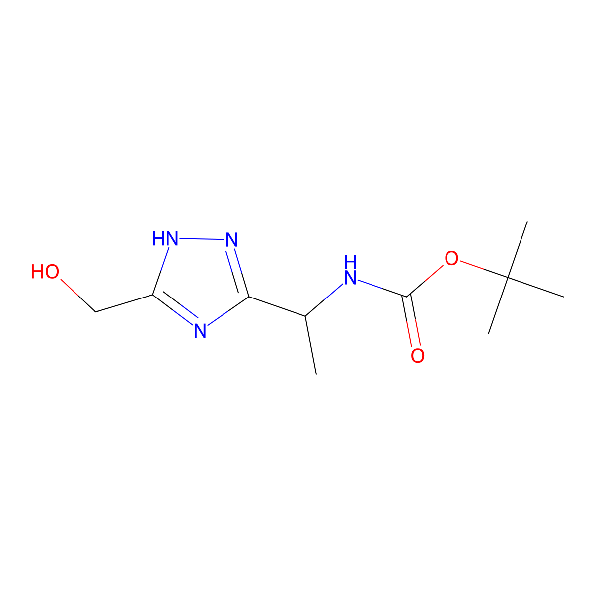 tert-butyl N-[(1R)-1-[5-(hydroxymethyl)-4H-1,2,4-triazol-3-yl]ethyl]carbamate molecular structure, CAS 2580101-31-9