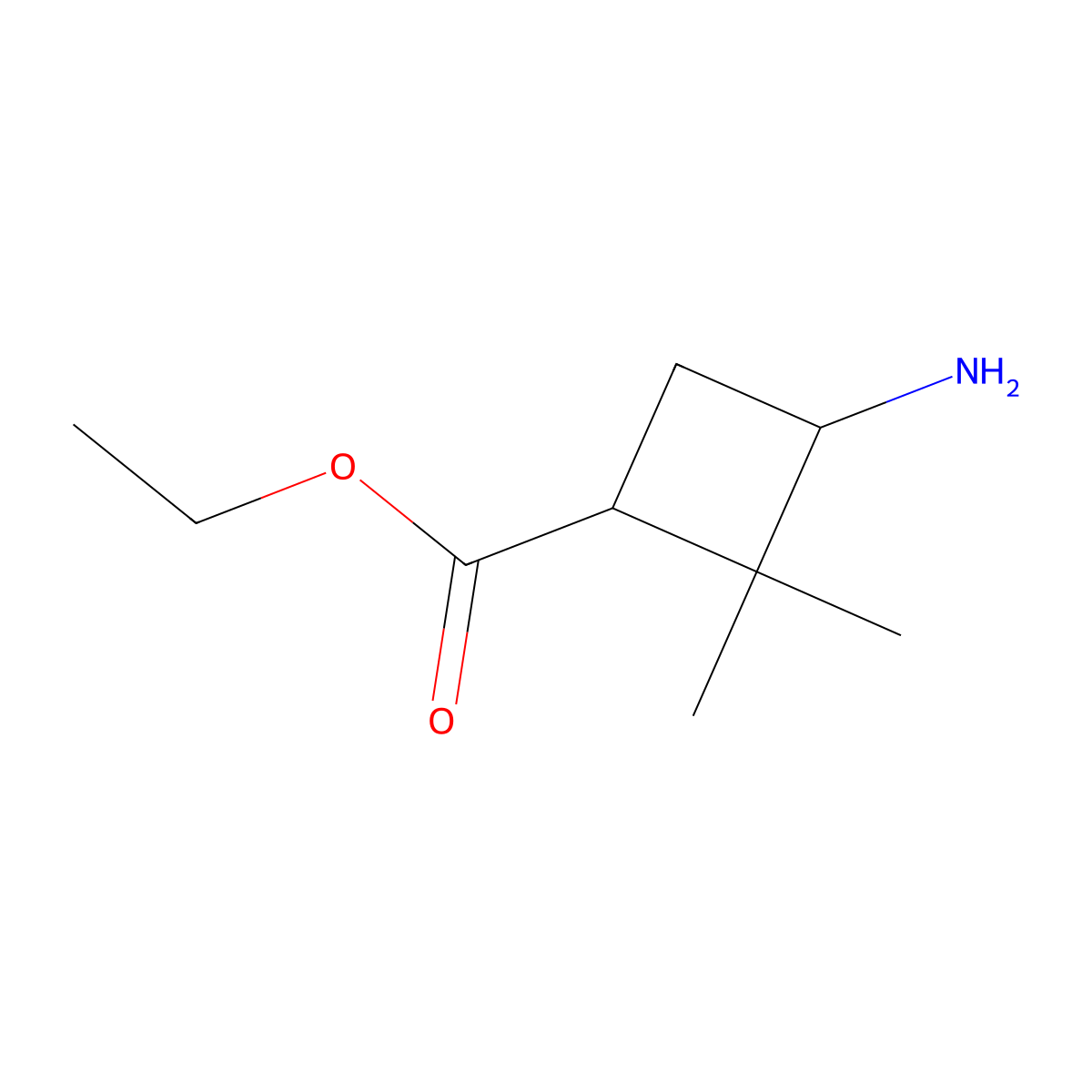 ethyl (1S,3R)-3-amino-2,2-dimethylcyclobutane-1-carboxylate molecular structure, CAS 2580101-37-5