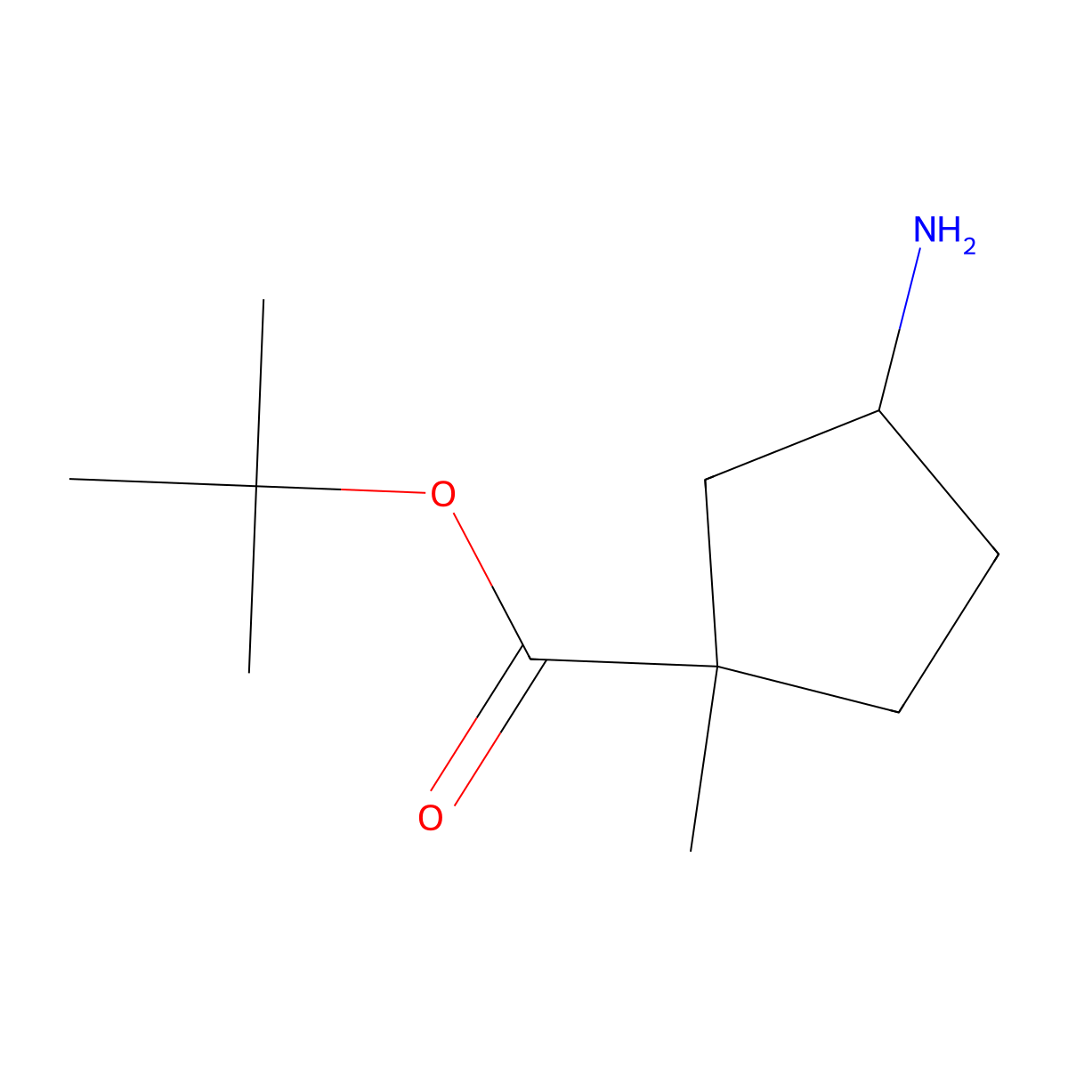 rac-tert-butyl (1R,3R)-3-amino-1-methylcyclopentane-1-carboxylate molecular structure, CAS 2580101-51-3