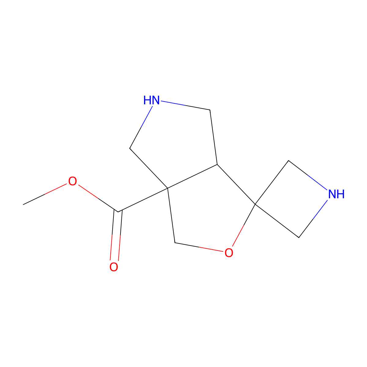 rac-methyl (3'aR,6'aR)-hexahydrospiro[azetidine-3,1'-furo[3,4-c]pyrrole]-3'a-carboxylate molecular structure, CAS 2580101-54-6