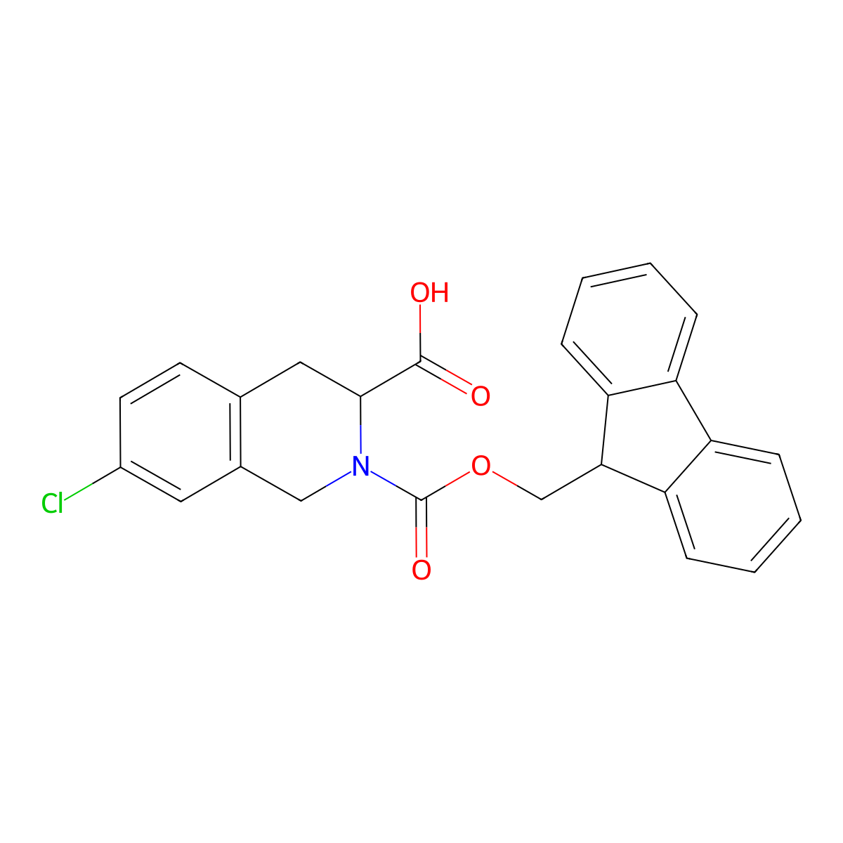 (R)-2-Fmoc-7-chloro-1,2,3,4-tetrahydroisoquinoline-3-carboxylic Acid molecular structure, CAS 2580101-56-8