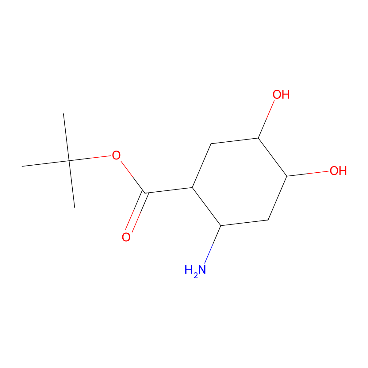 tert-butyl (1RS,2SR,4RS&,5SR&)-2-amino-4,5-dihydroxycyclohexane-1-carboxylate molecular structure, CAS 2580101-72-8
