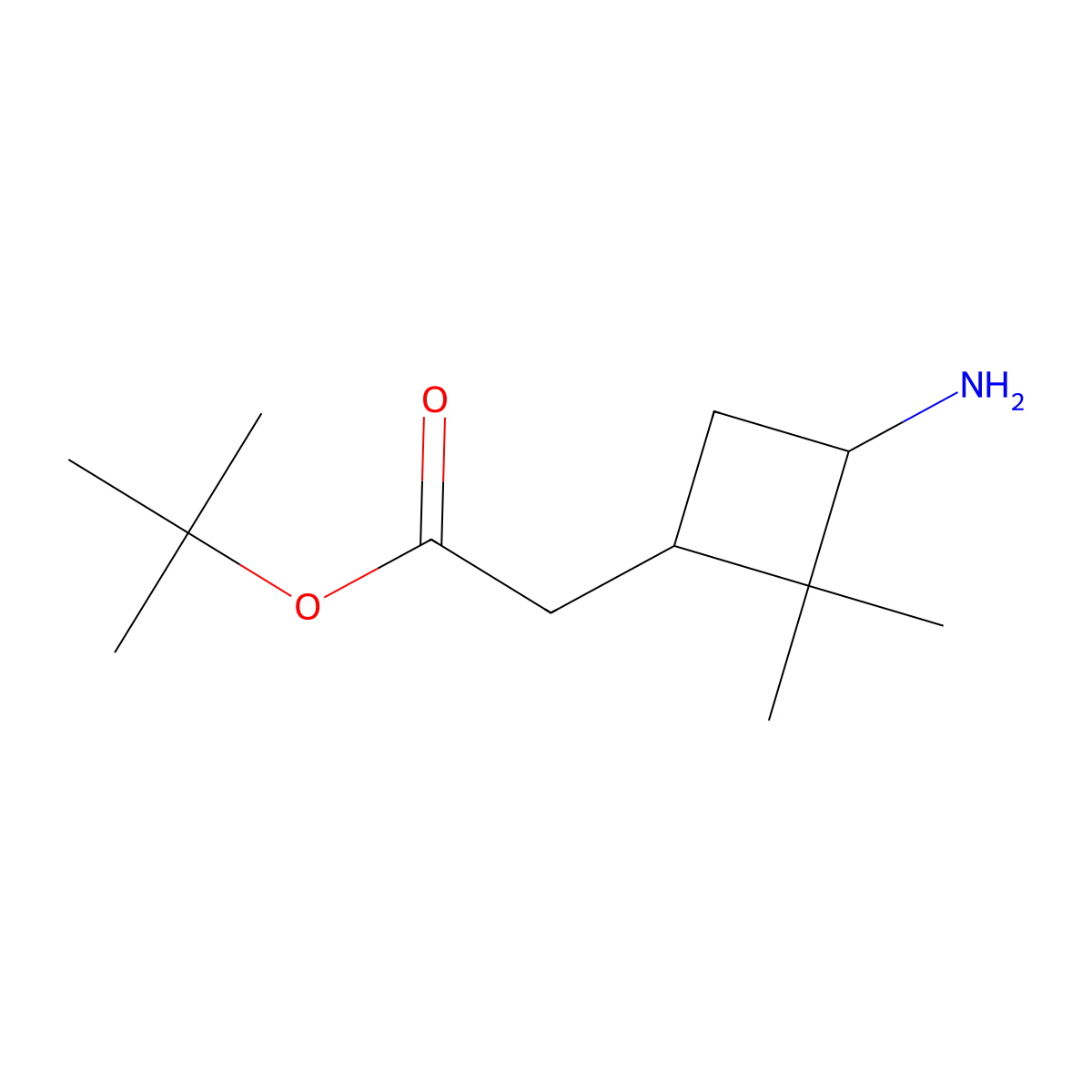 rac-tert-butyl 2-[(1R,3R)-3-amino-2,2-dimethylcyclobutyl]acetate molecular structure, CAS 2580101-84-2