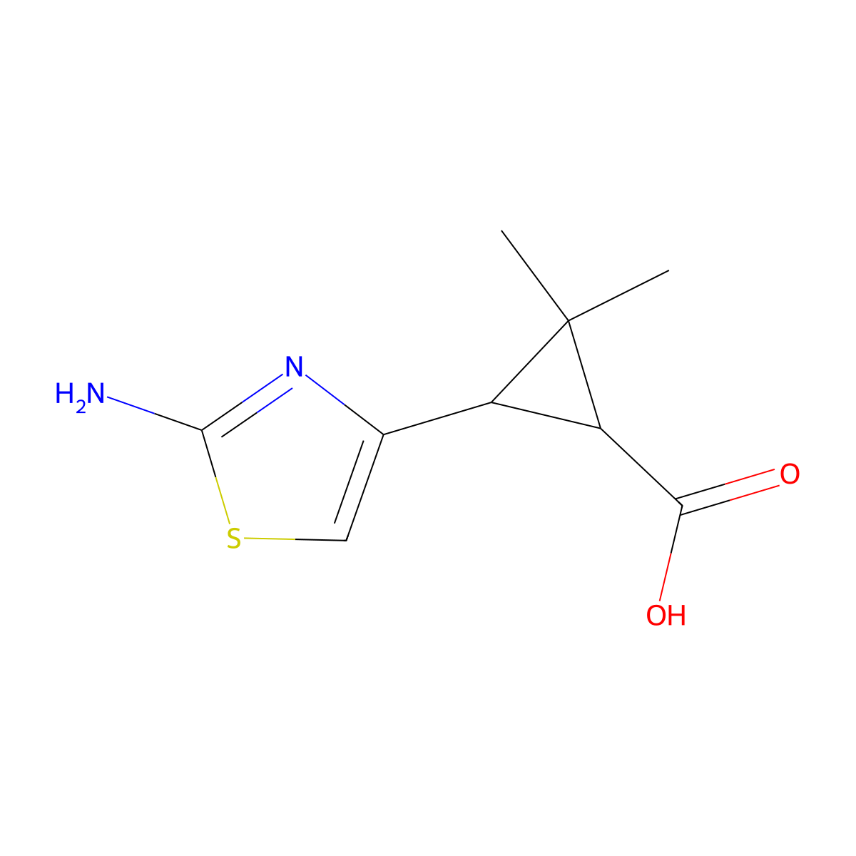 rac-(1R,3S)-3-(2-amino-1,3-thiazol-4-yl)-2,2-dimethylcyclopropane-1-carboxylic acid molecular structure, CAS 2580101-95-5