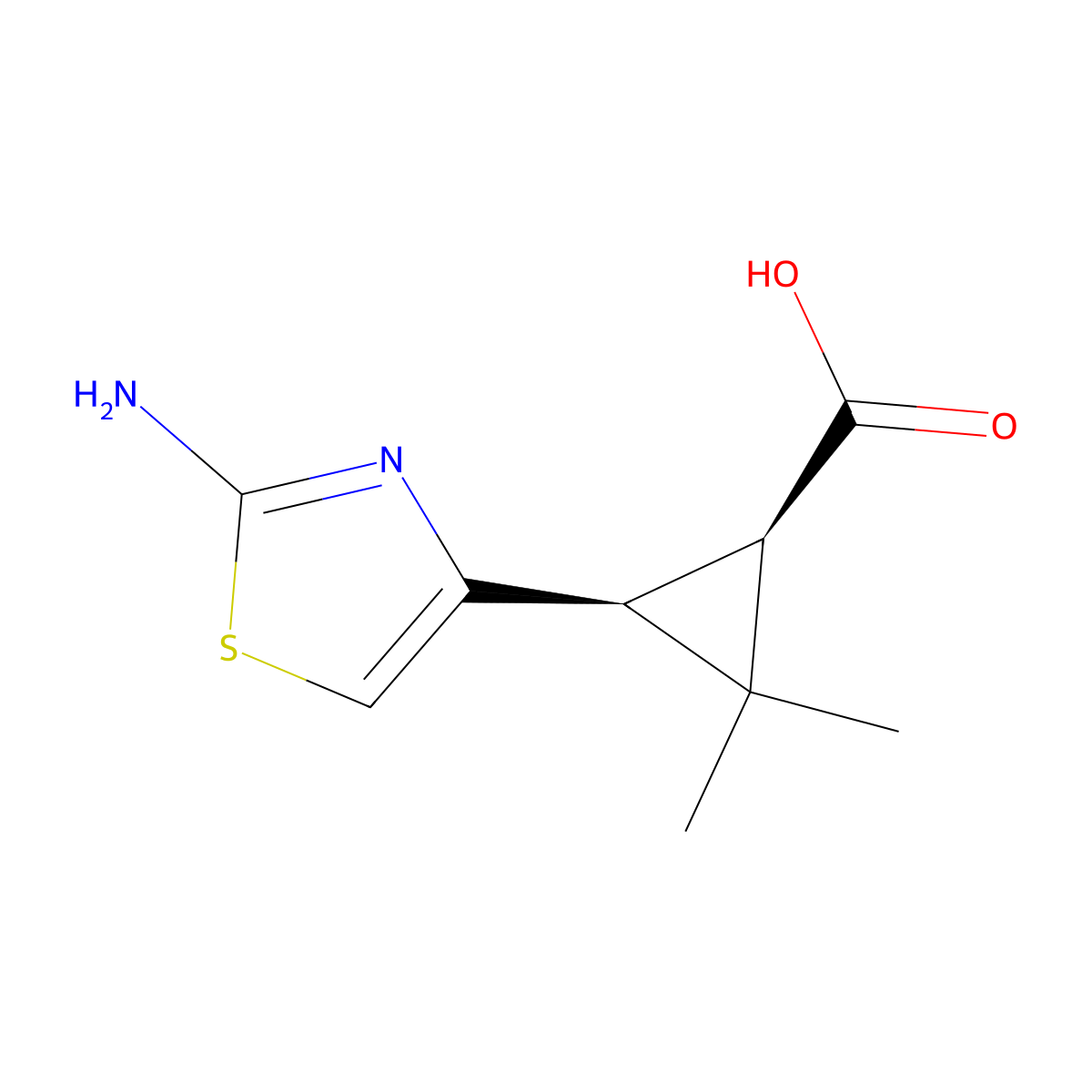 rac-(1R,3S)-3-(2-amino-1,3-thiazol-4-yl)-2,2-dimethylcyclopropane-1-carboxylic acid molecular structure, CAS 2580101-95-5