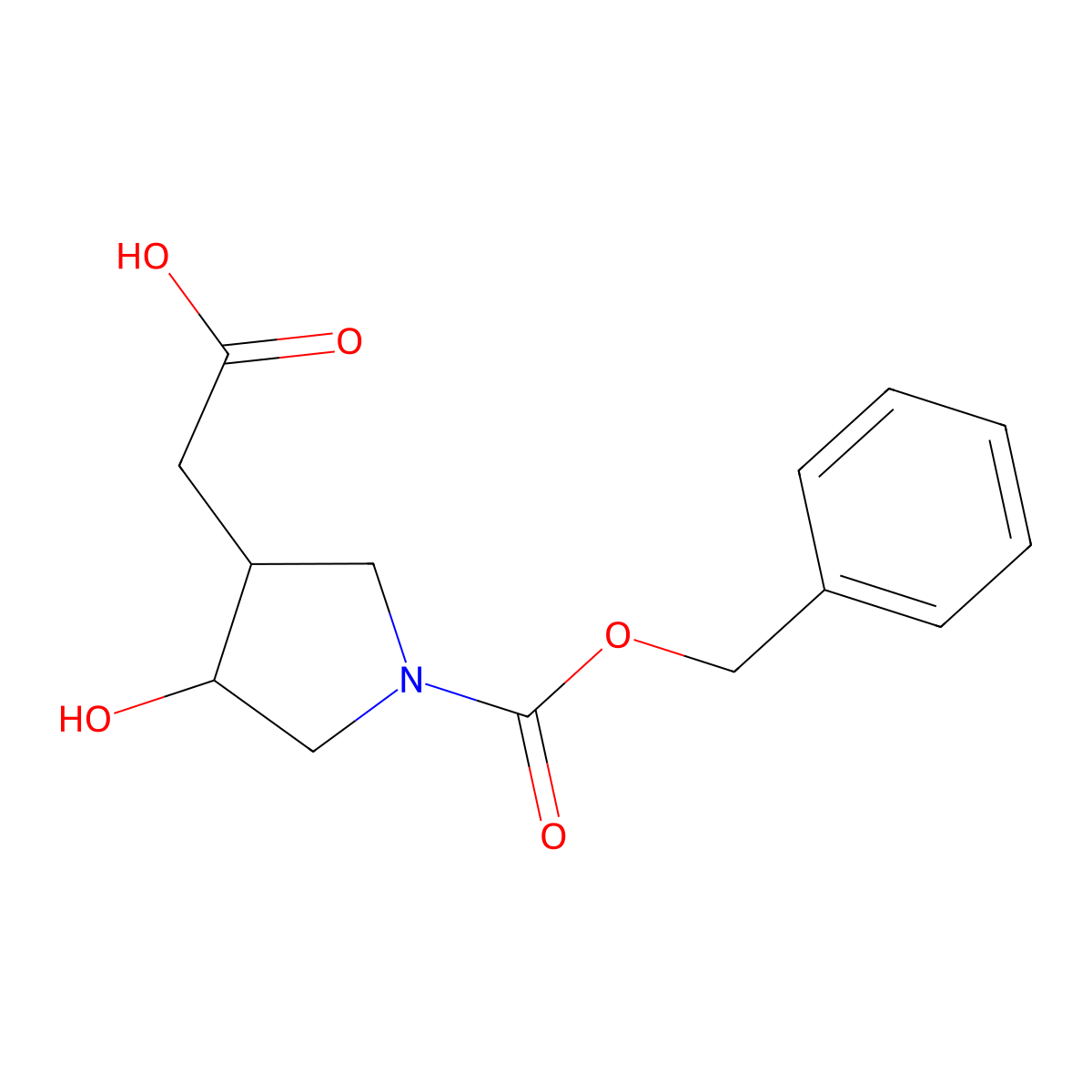 rac-2-[(3R,4S)-1-[(benzyloxy)carbonyl]-4-hydroxypyrrolidin-3-yl]acetic acid molecular structure, CAS 2580101-99-9